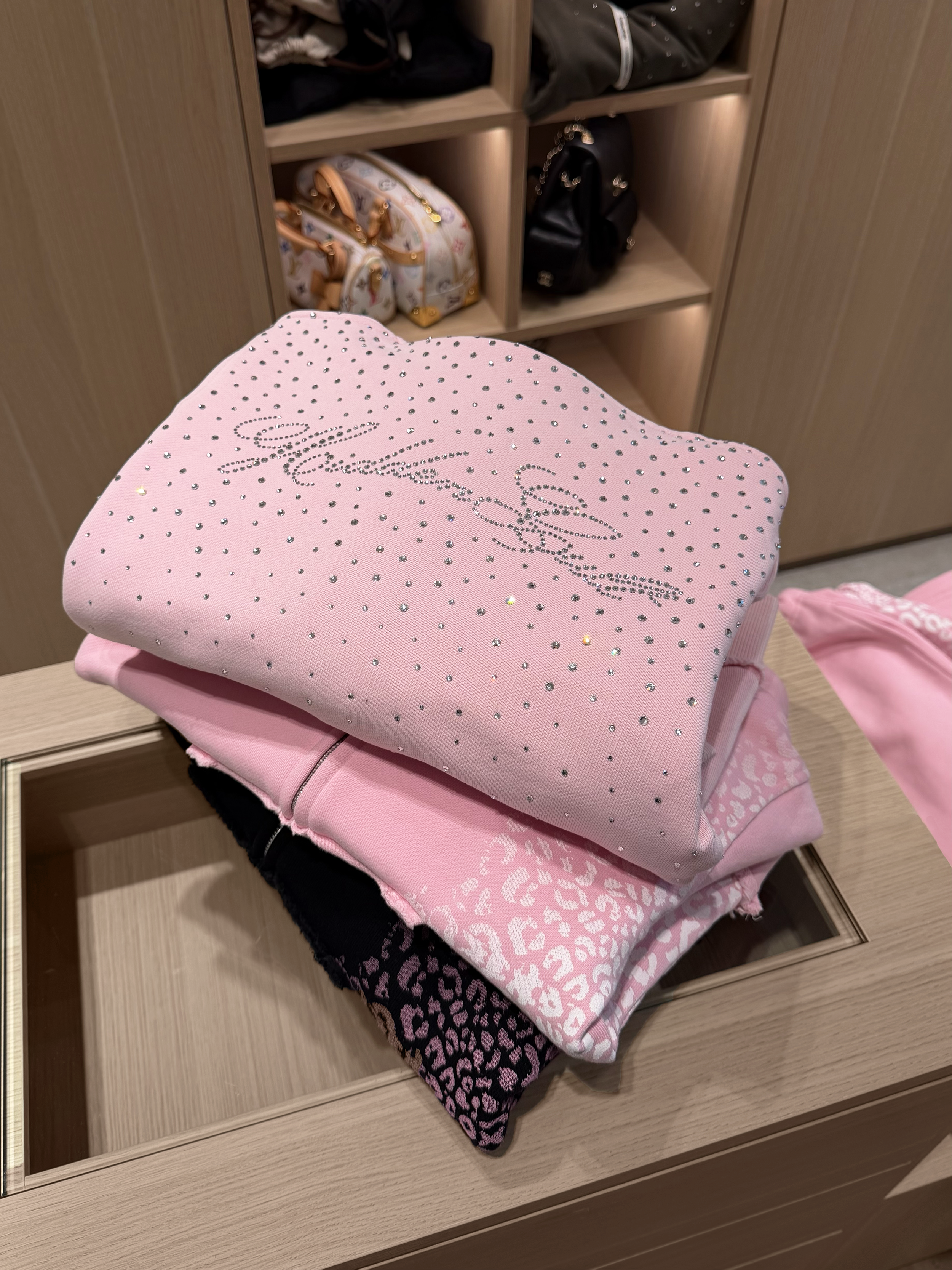 HIDDEN CULT Rhinestone Sweet Pink Zip Hoodie Baby Pink y2k Crystal Distressed Form fitted TikTok