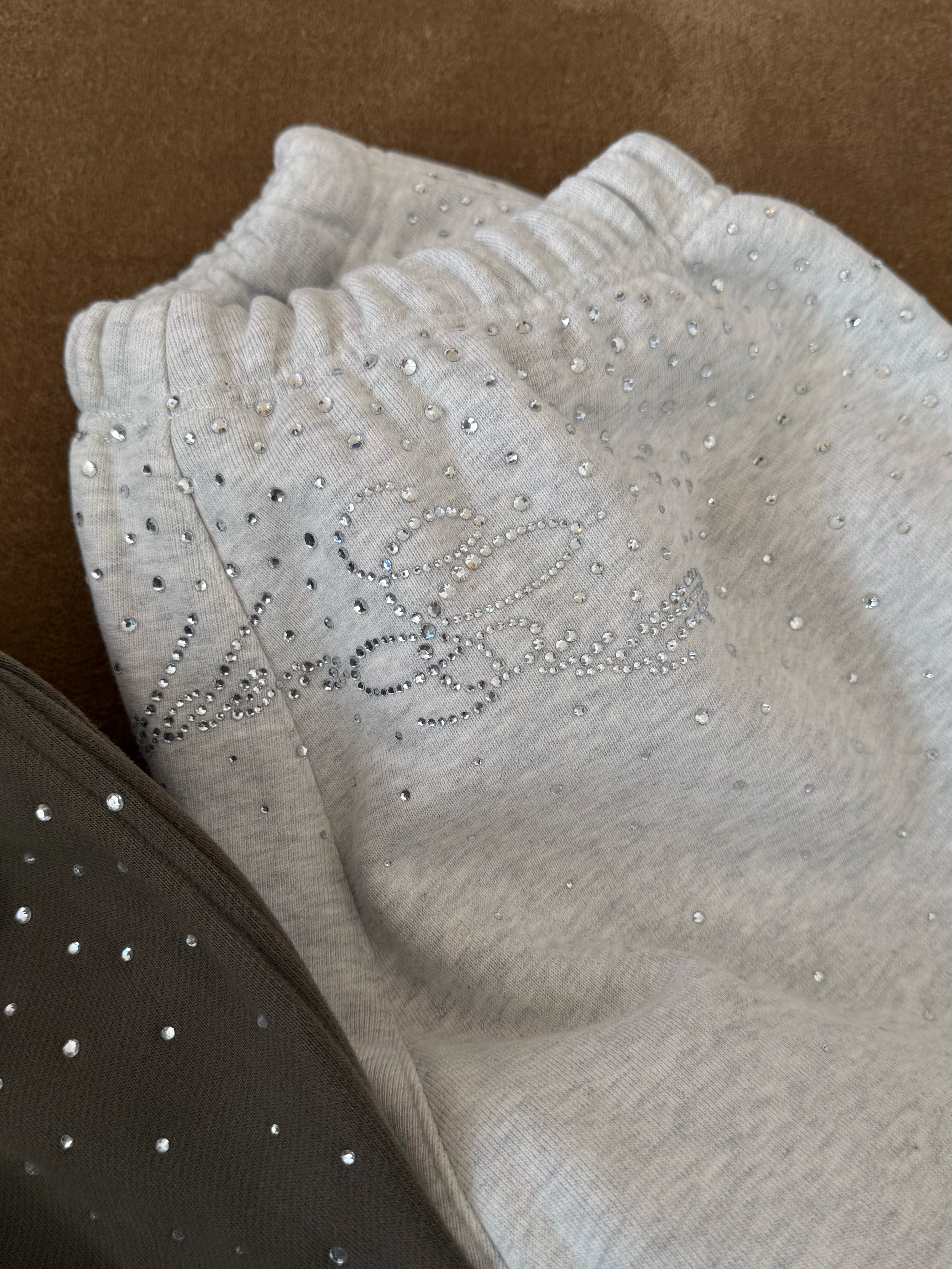 HIDDEN CULT Rhinestone Arctic Grey Sweatpants Gray Sweatpants Crystal Baggy Tall Friendly TikTok