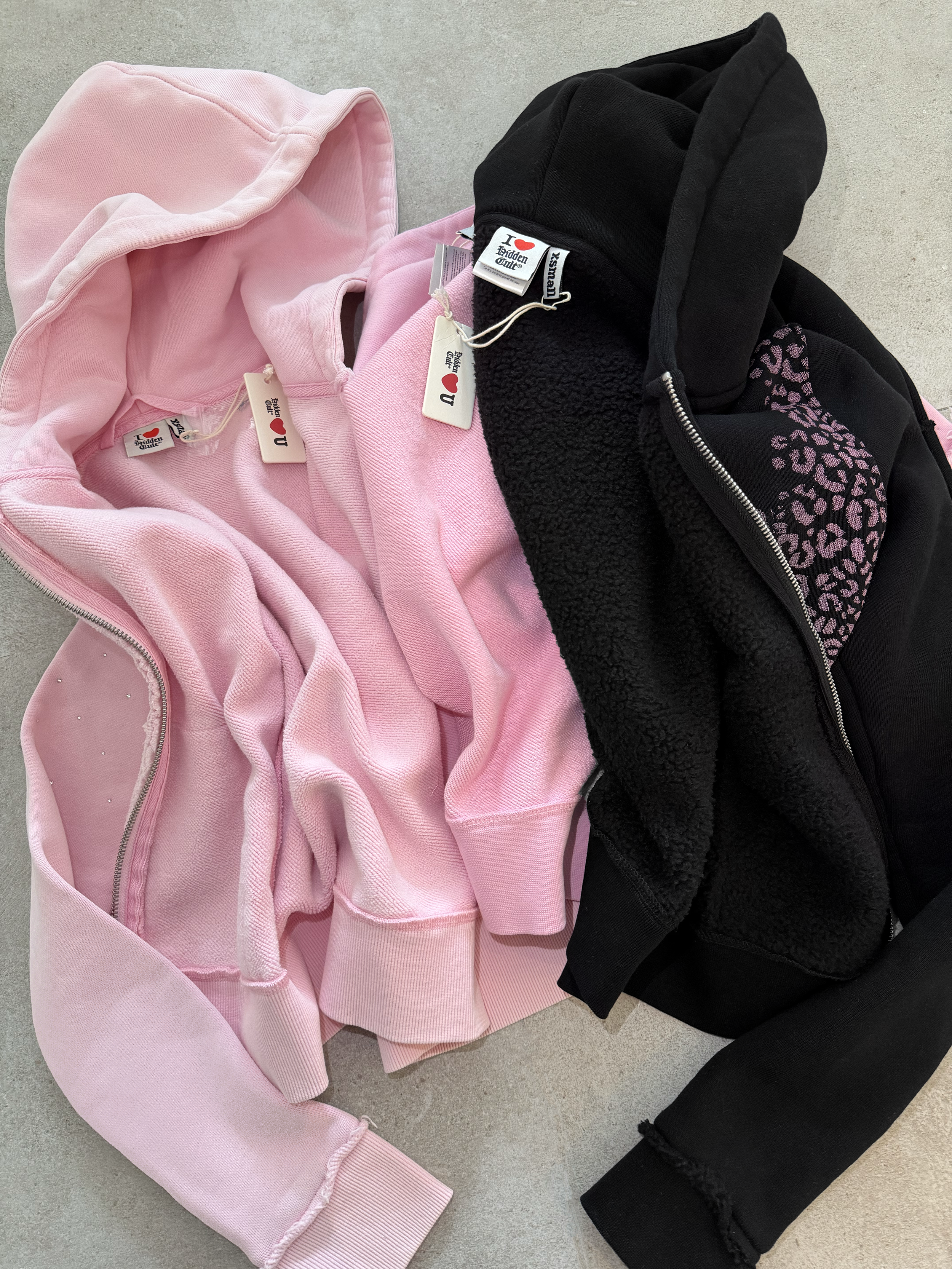 HIDDEN CULT Cheetah Pink Blush Zip Hoodie Worn Distressed Womens Slim fit Form fitted TikTok