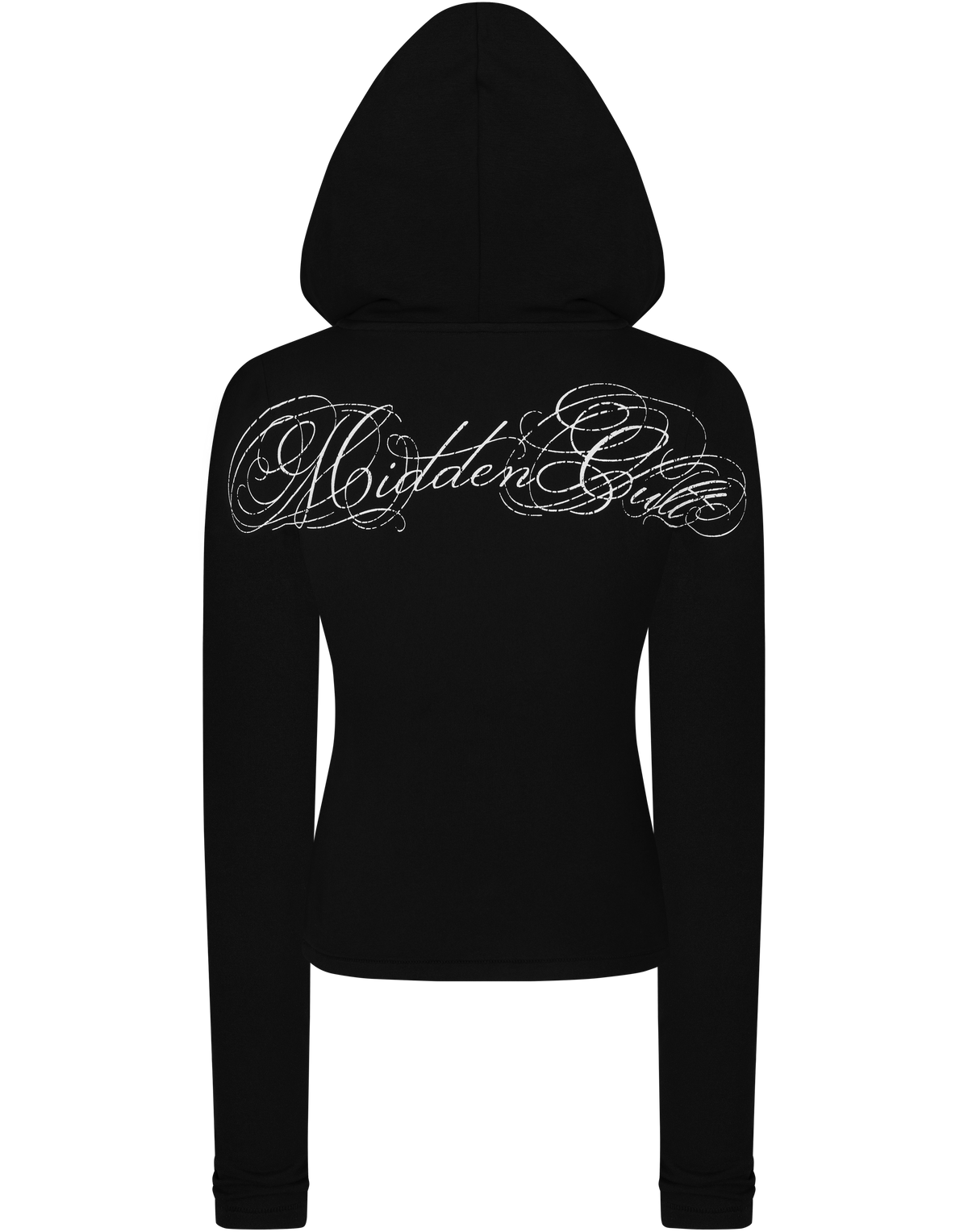 HIDDEN CULT Thermal Signature Zip Up Hoodie Stretch Warm Gym Black Bodycon Athleisure Workout TikTok