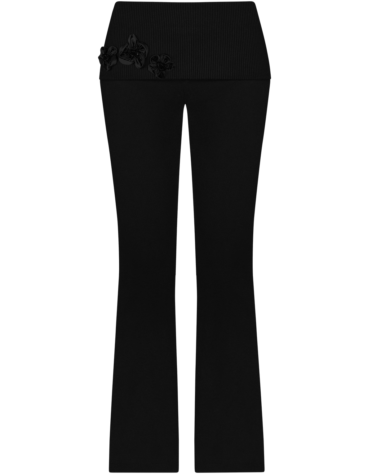 HIDDEN CULT® Fleur Jet Black Soft Knit Foldover Pants Women's Knitted Set Fashion TikTok Tall Pants