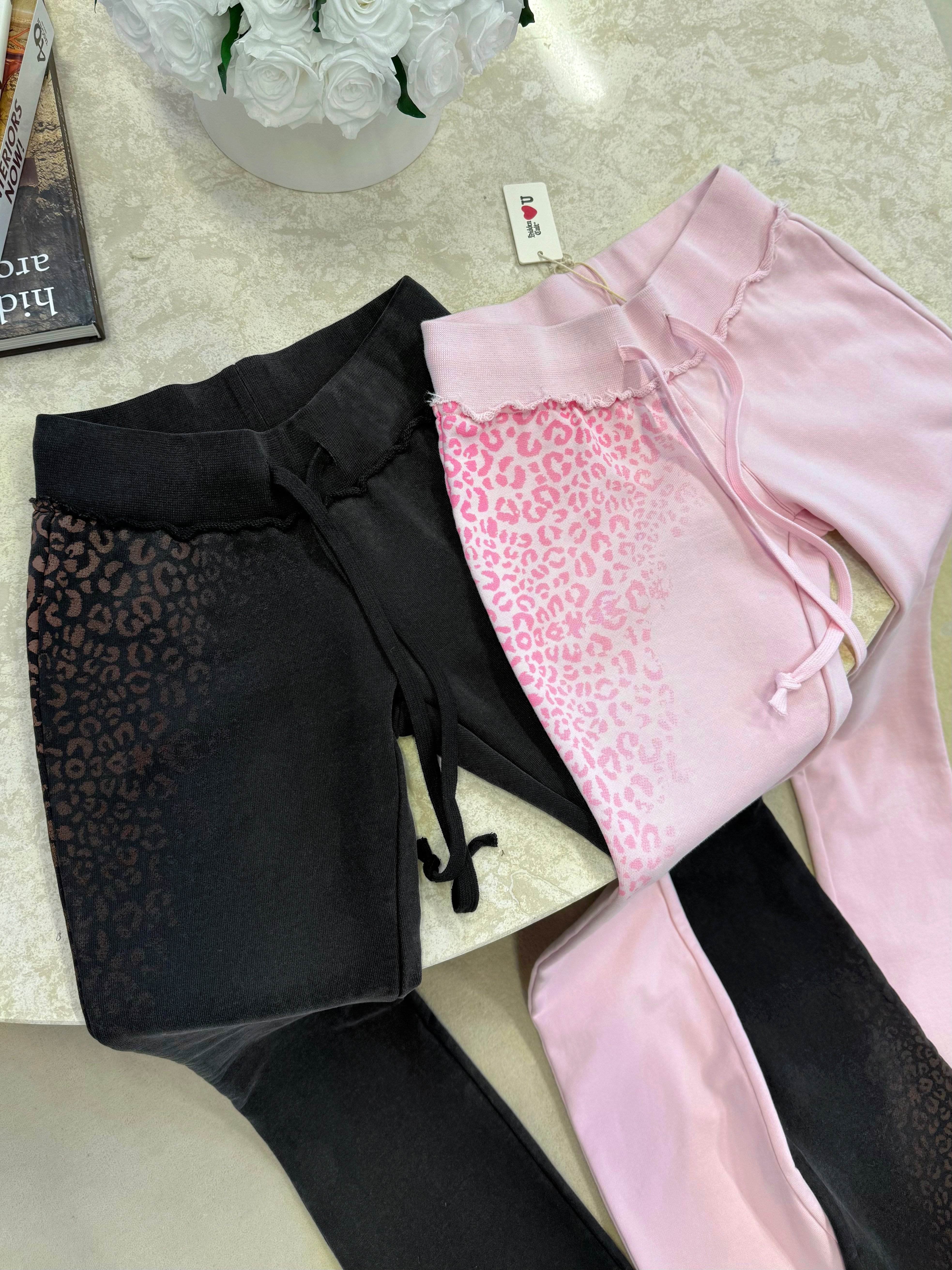 HIDDEN CULT Pink Cheetah Low Rise Pants y2k Bootcut pants distressed Tall Friendly Leopard TikTok