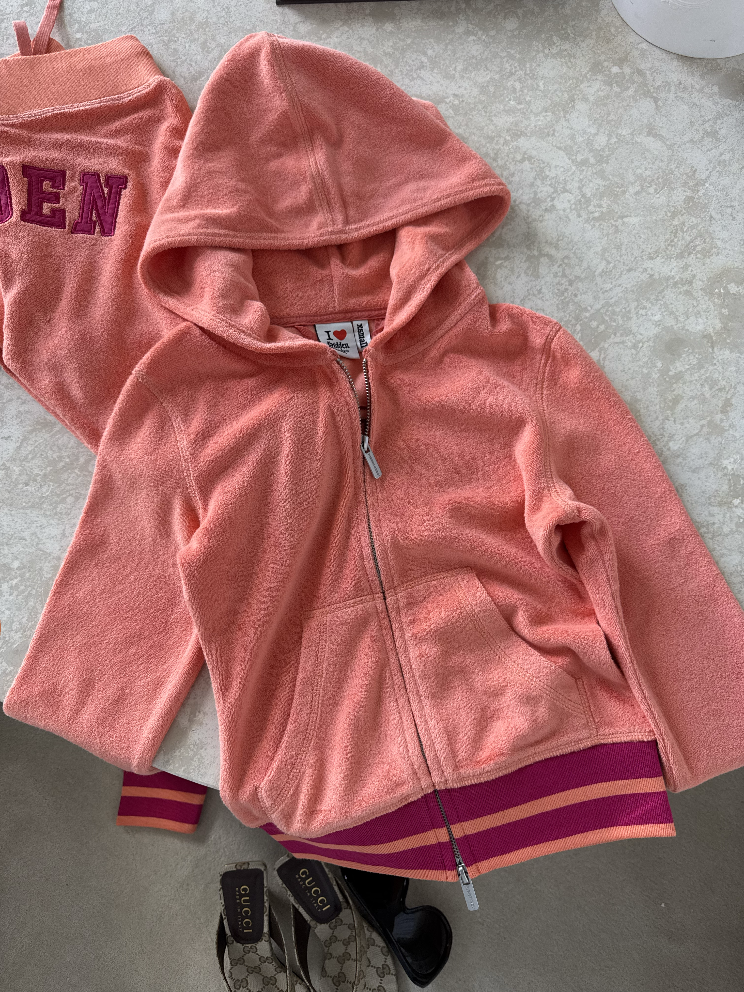 HIDDEN CULT® Paloma Terry Zip Hoodie Embroidered Womens Slim fit Form fitted TikTok Orange y2k 2000s