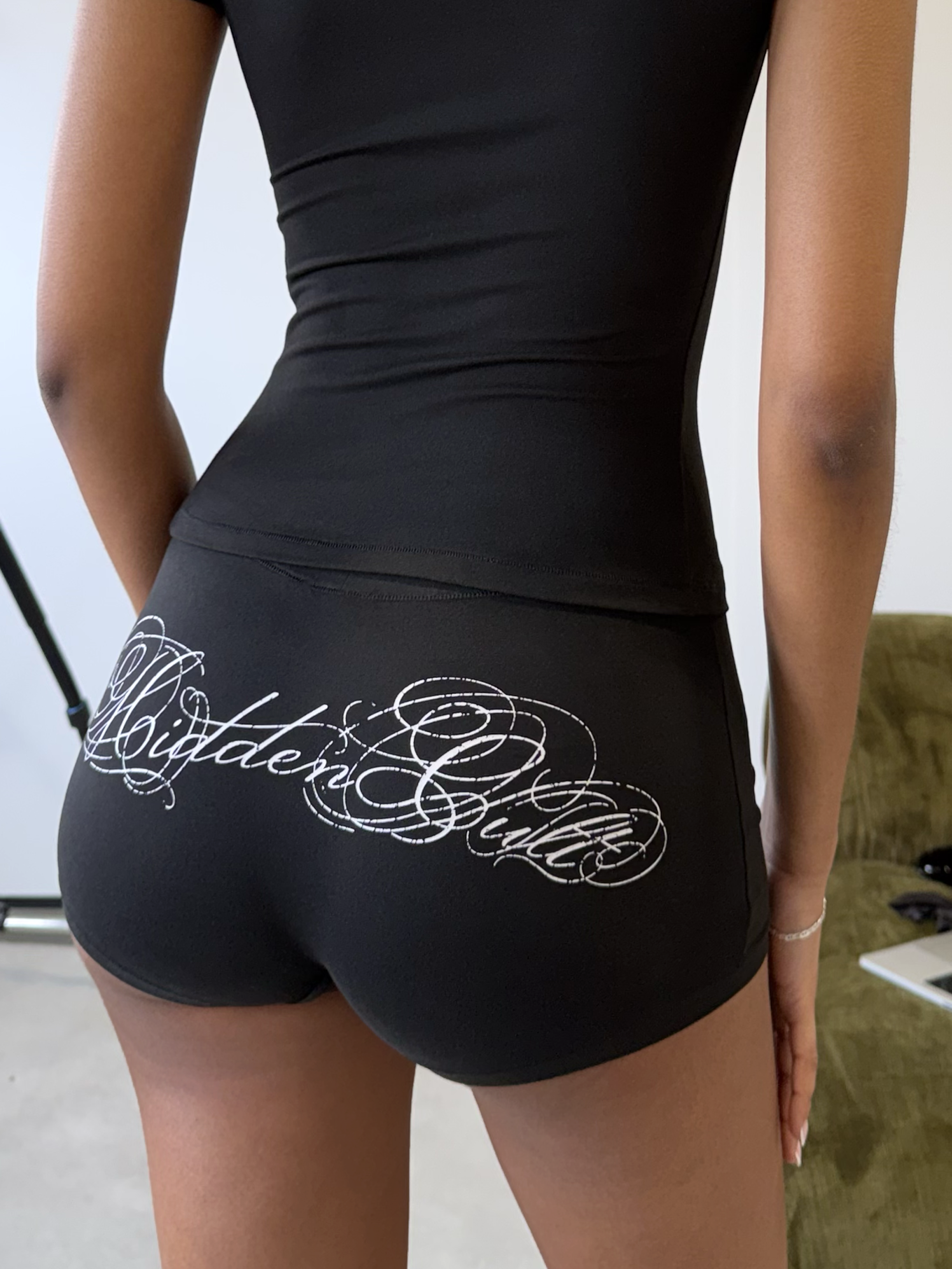 HIDDEN CULT Smooth Signature Micro Set T-shirt Booty shorts Boyshort Gym Athleisure Workout TikTok