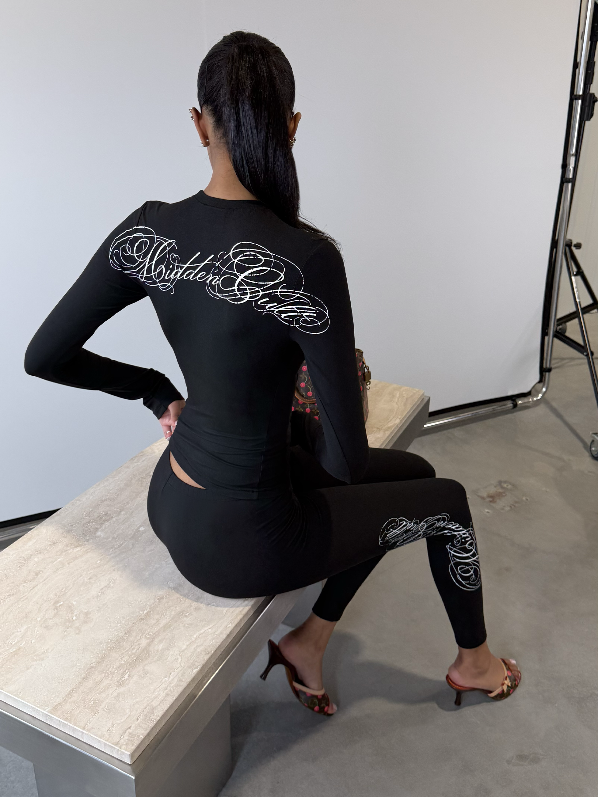 HIDDEN CULT Smooth Signature Longsleeve Black Stretch Bodycon Athleisure Workout Tall TikTok