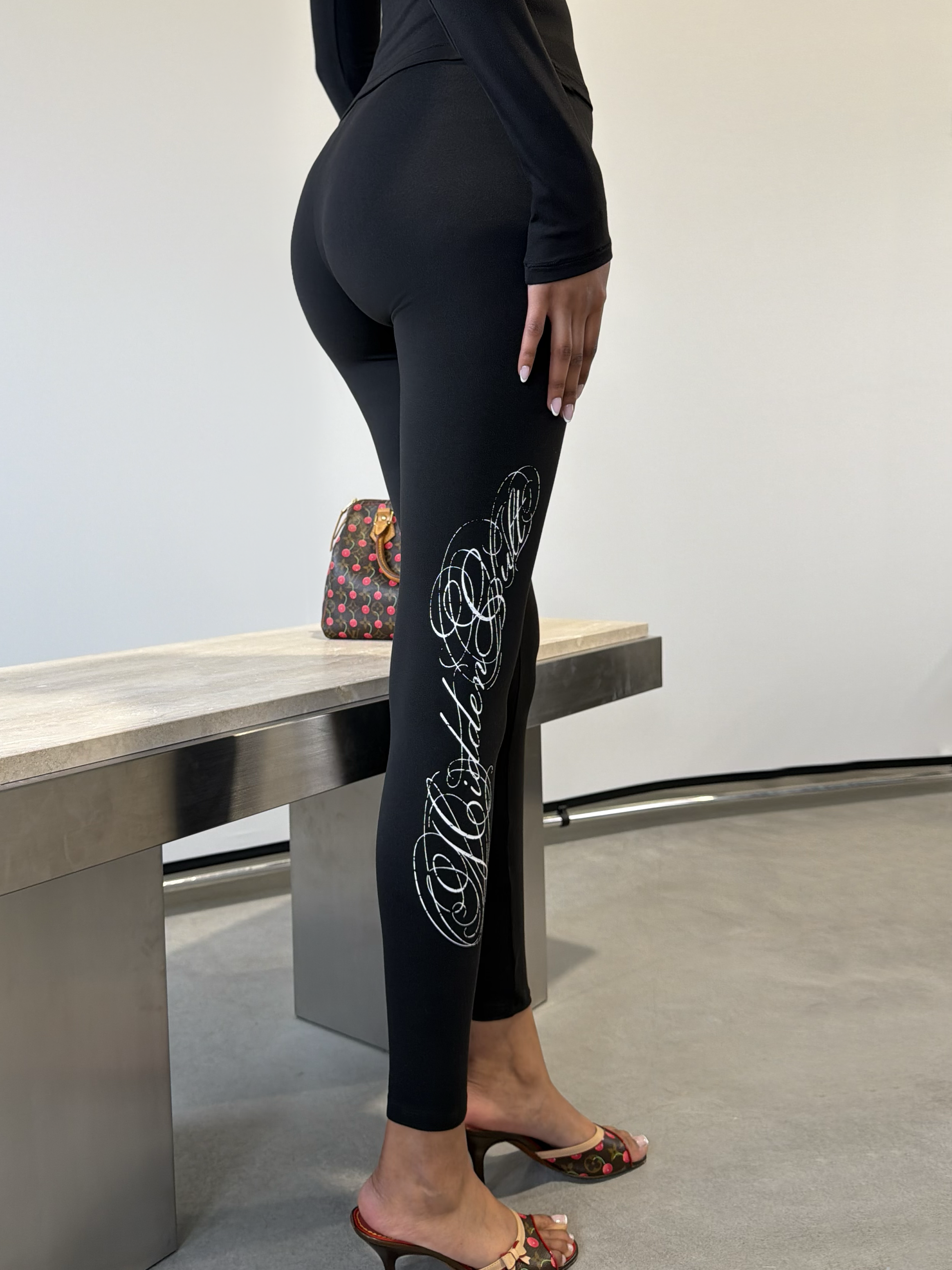 HIDDEN CULT Smooth Signature Leggings Black Stretch Gym Bodycon Athleisure Workout Tall TikTok