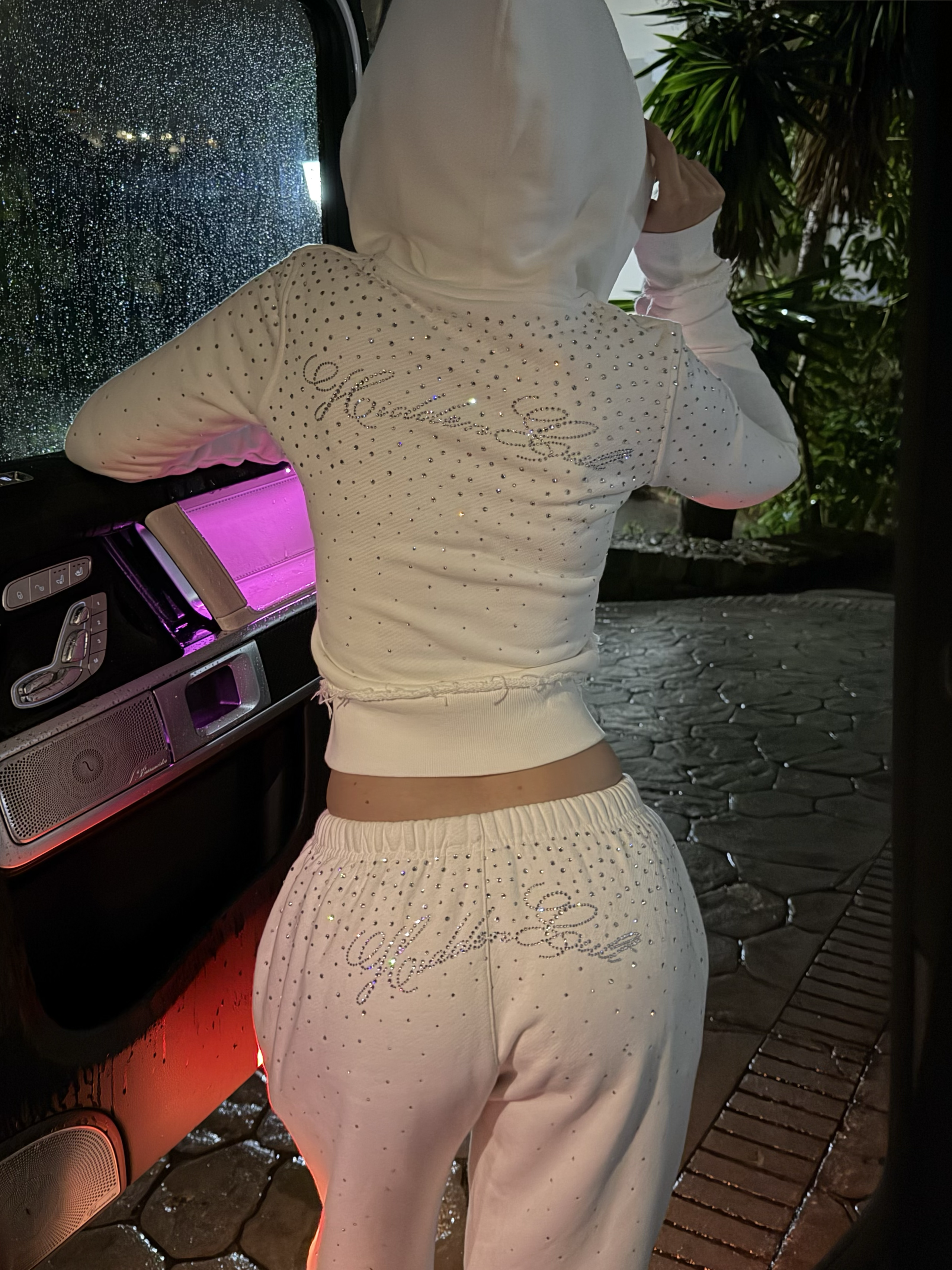 HIDDEN CULT Rhinestone White Wash Sweatpants Baggy Loose fit Oversized Tall Friendly Womens TikTok