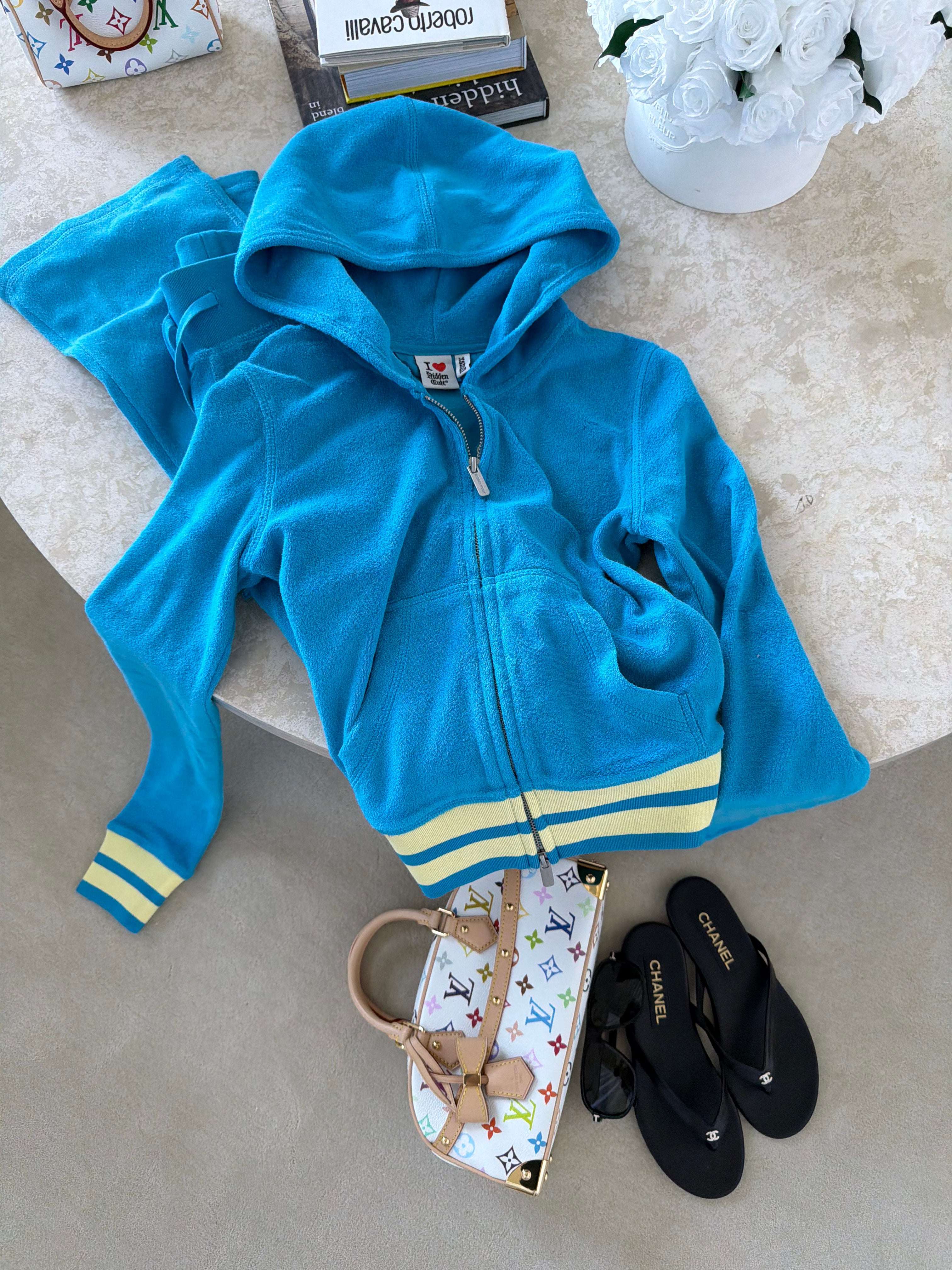 HIDDEN CULT® Curacao Terry Zip Hoodie Embroidered Womens Slim fit TikTok Streetwear y2k 2000s