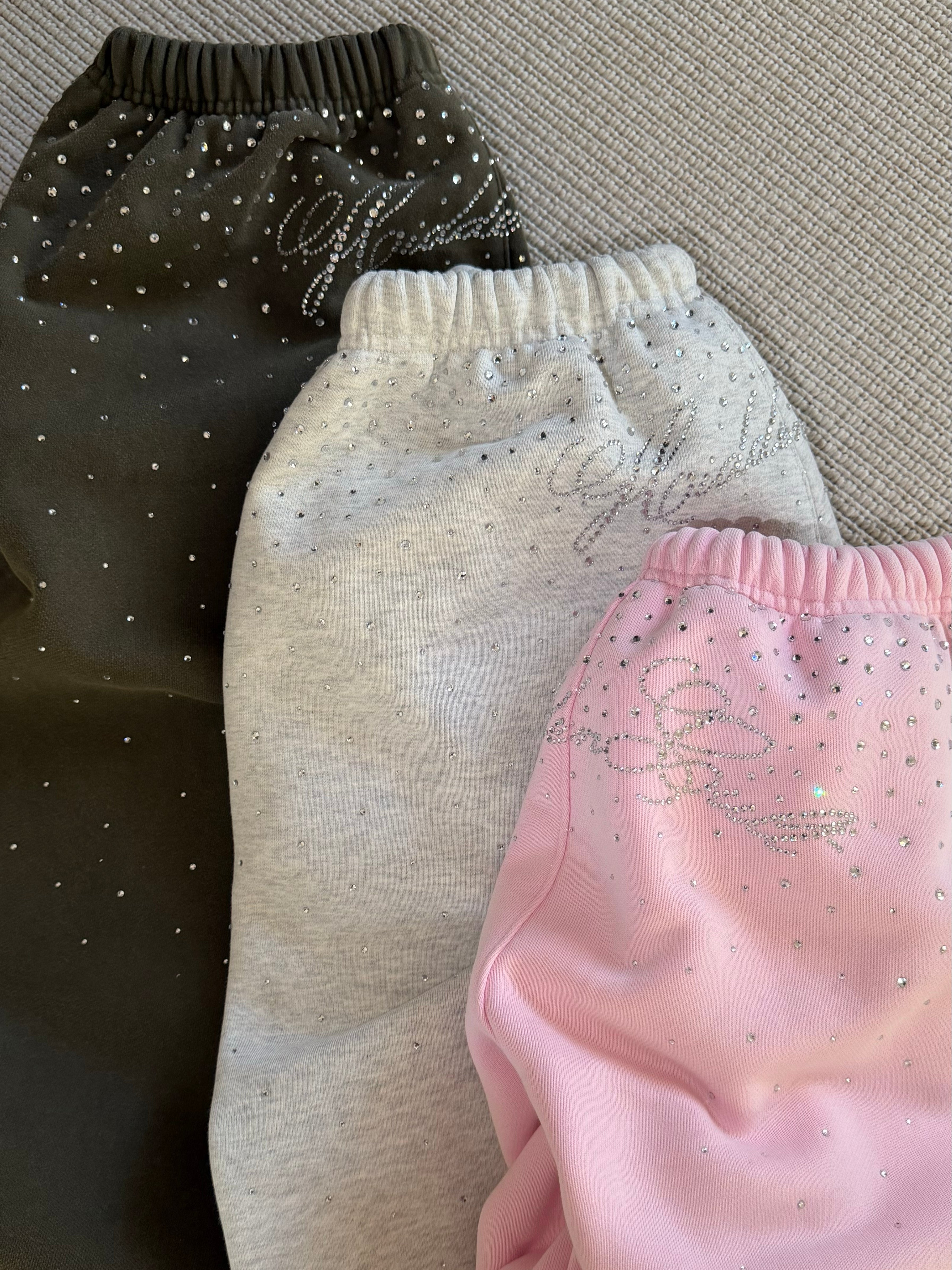 HIDDEN CULT Rhinestone Sweet Pink Sweatpants Baby Pink Baggy Loose fit Tall Friendly TikTok