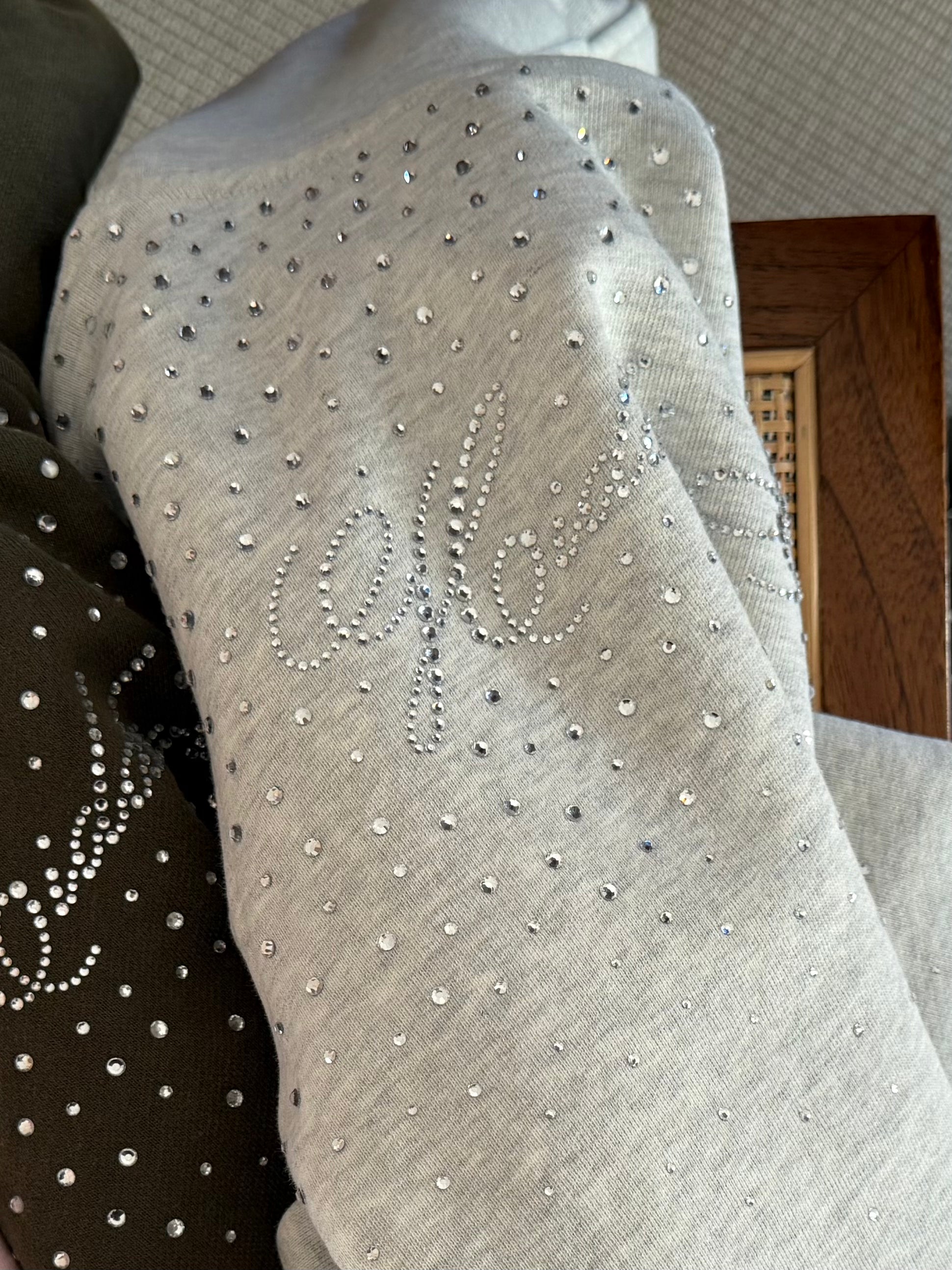 HIDDEN CULT Rhinestone Arctic Grey Zip Hoodie Gray Crystal Glitter y2k Crystal Form Fitted TikTok