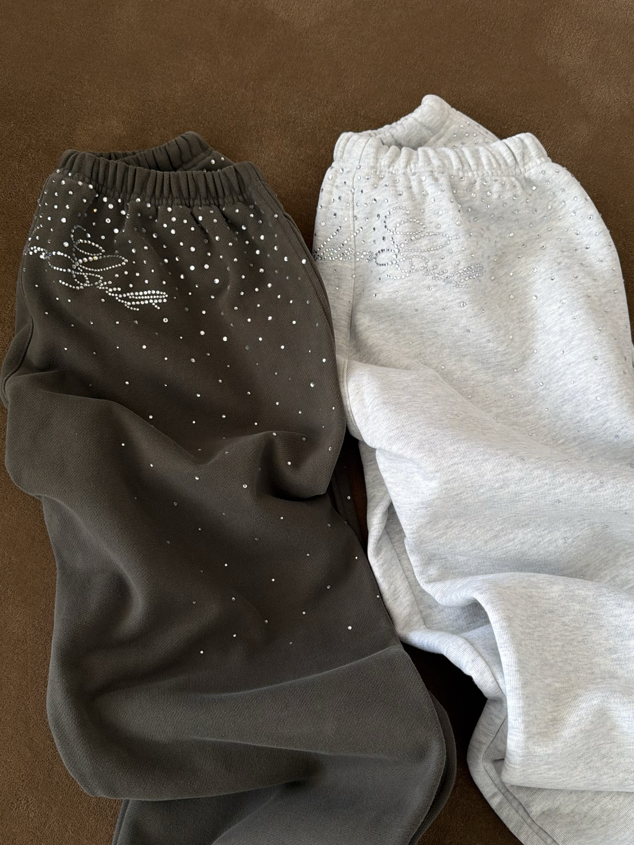 HIDDEN CULT Rhinestone Arctic Grey Sweatpants Gray Sweatpants Crystal Baggy Tall Friendly TikTok