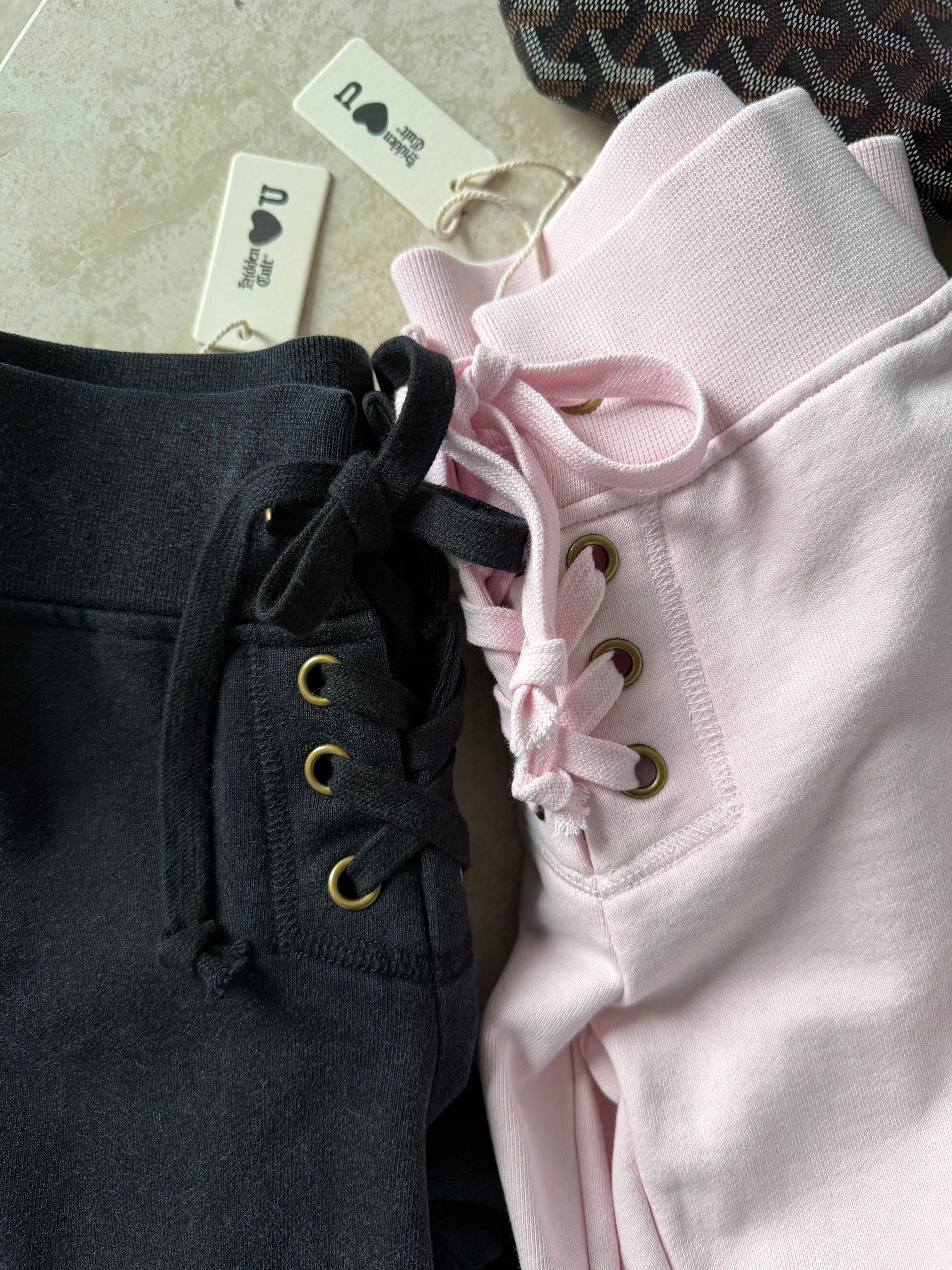 Soft Pink Tiger Embroidered Lace Front Pants