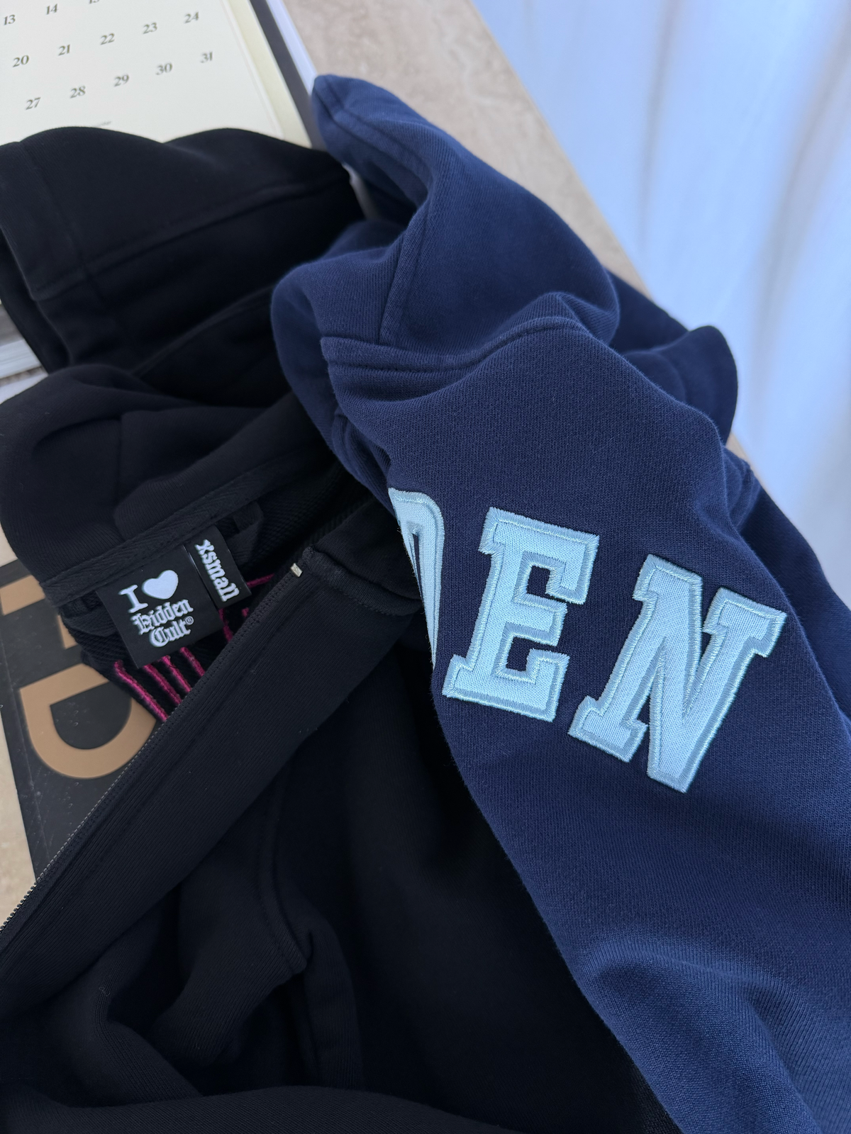 HIDDEN CULT® Blueprint Quarter Sleeve Zip Hood Navy Blue Womens Slim fit TikTok Fall Sweatsuit