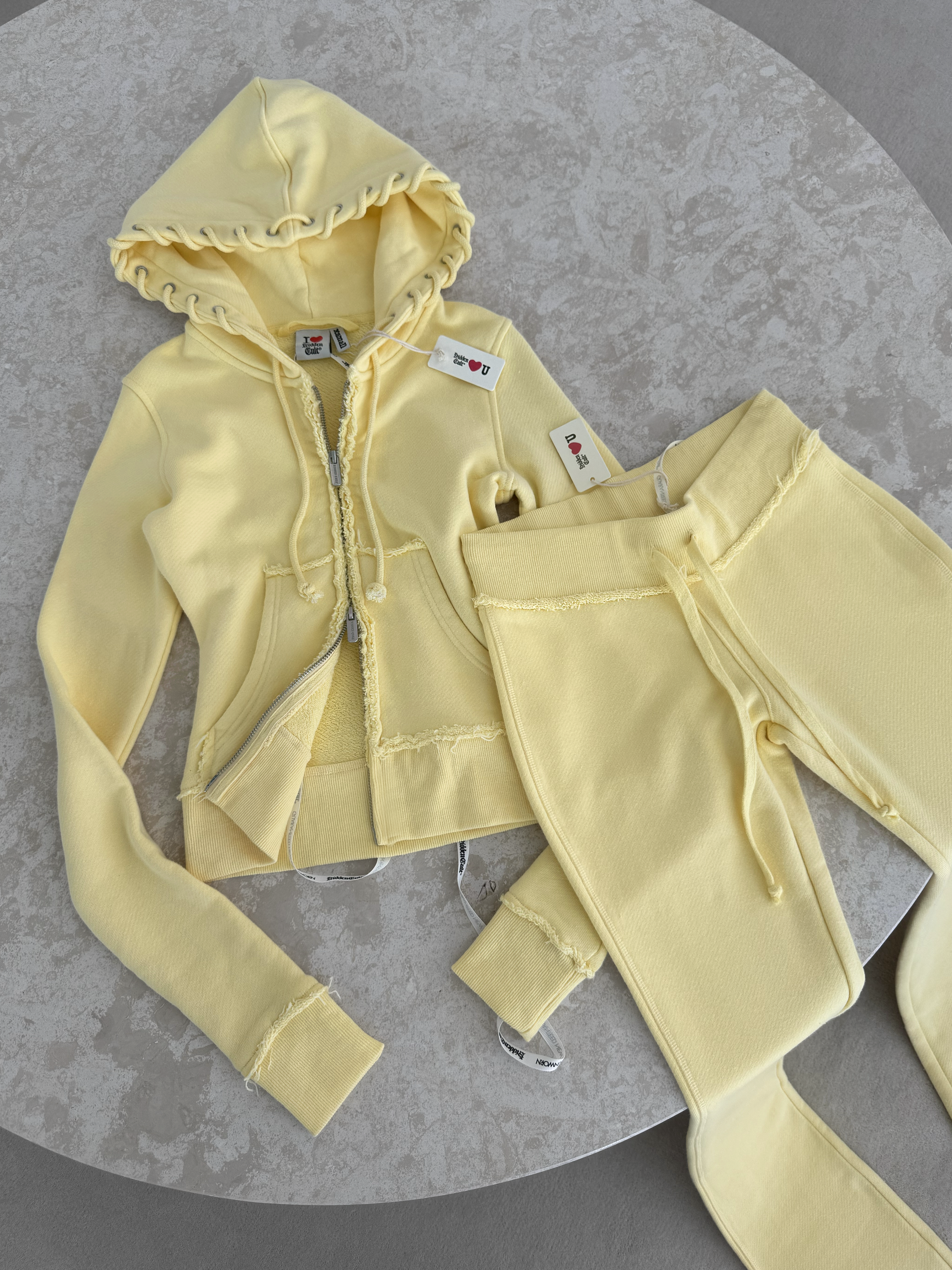 SOLD OUT - Inca Pale Yellow Zip Hoodie