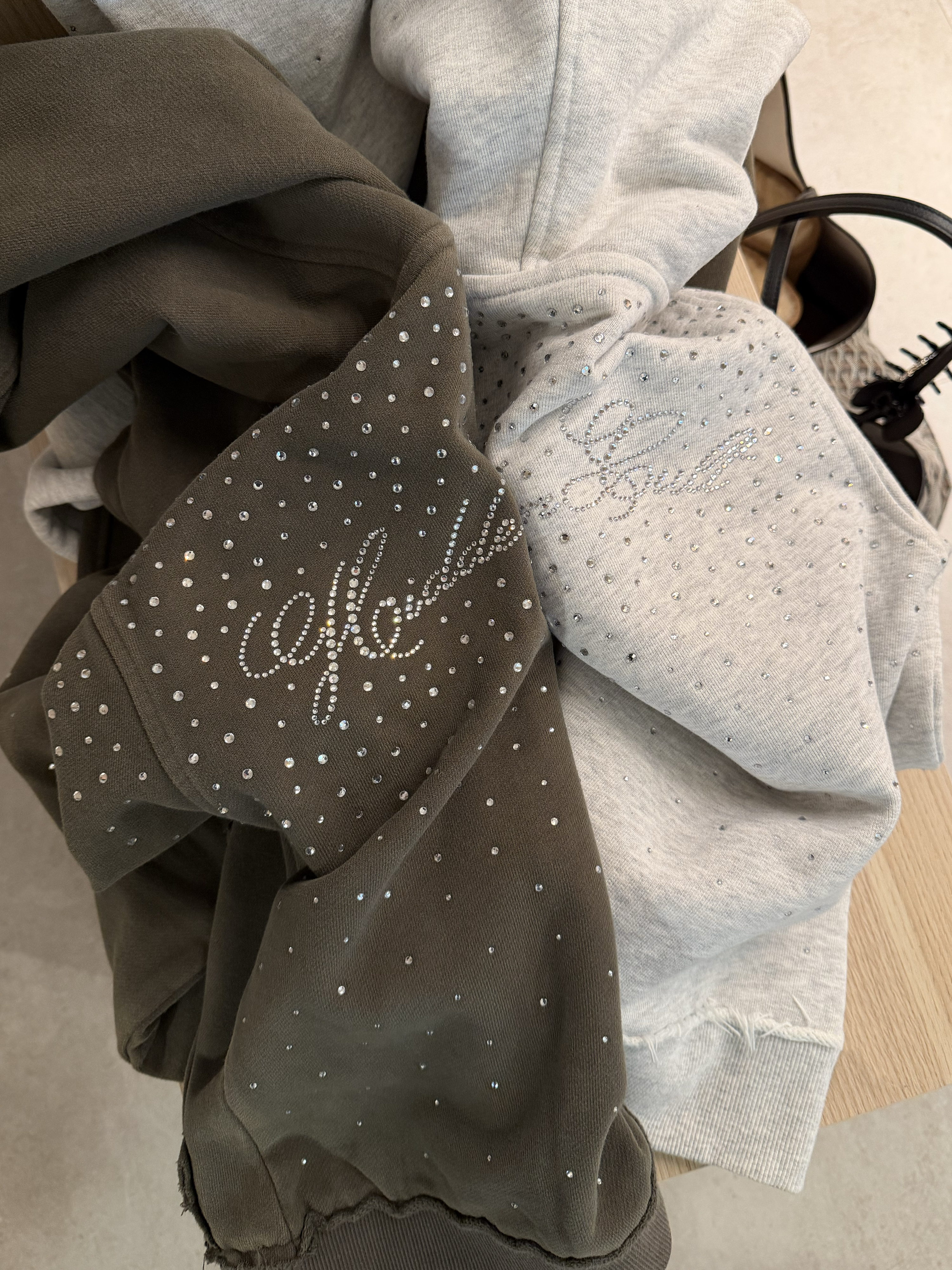 HIDDEN CULT Rhinestone Arctic Grey Zip Hoodie Gray Crystal Glitter y2k Crystal Form Fitted TikTok