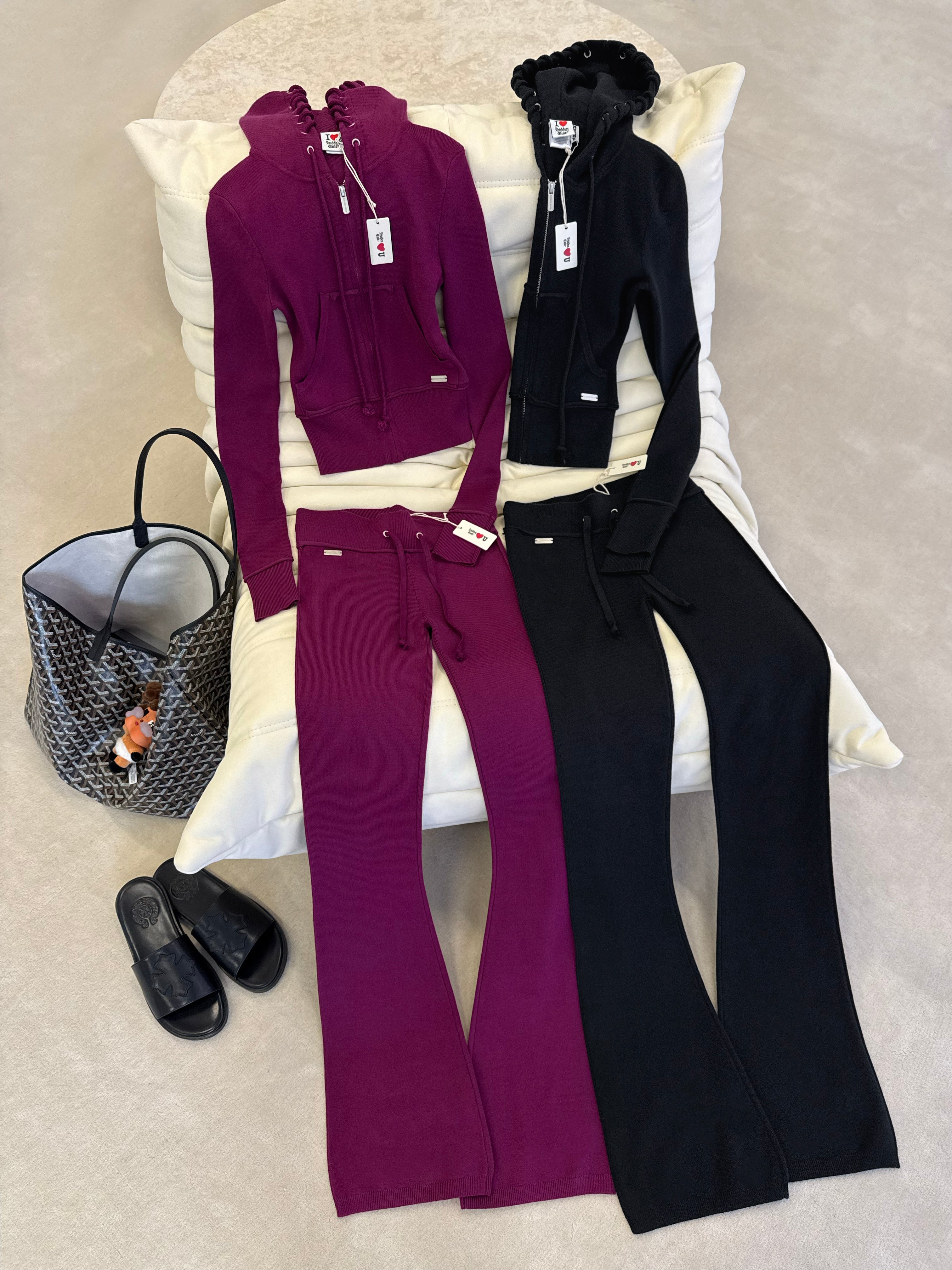 HIDDEN CULT Plum Soft Knit Set Purple Dark Purple Dark Lilac Fall Halloween Sweatsuit Tall TikTok