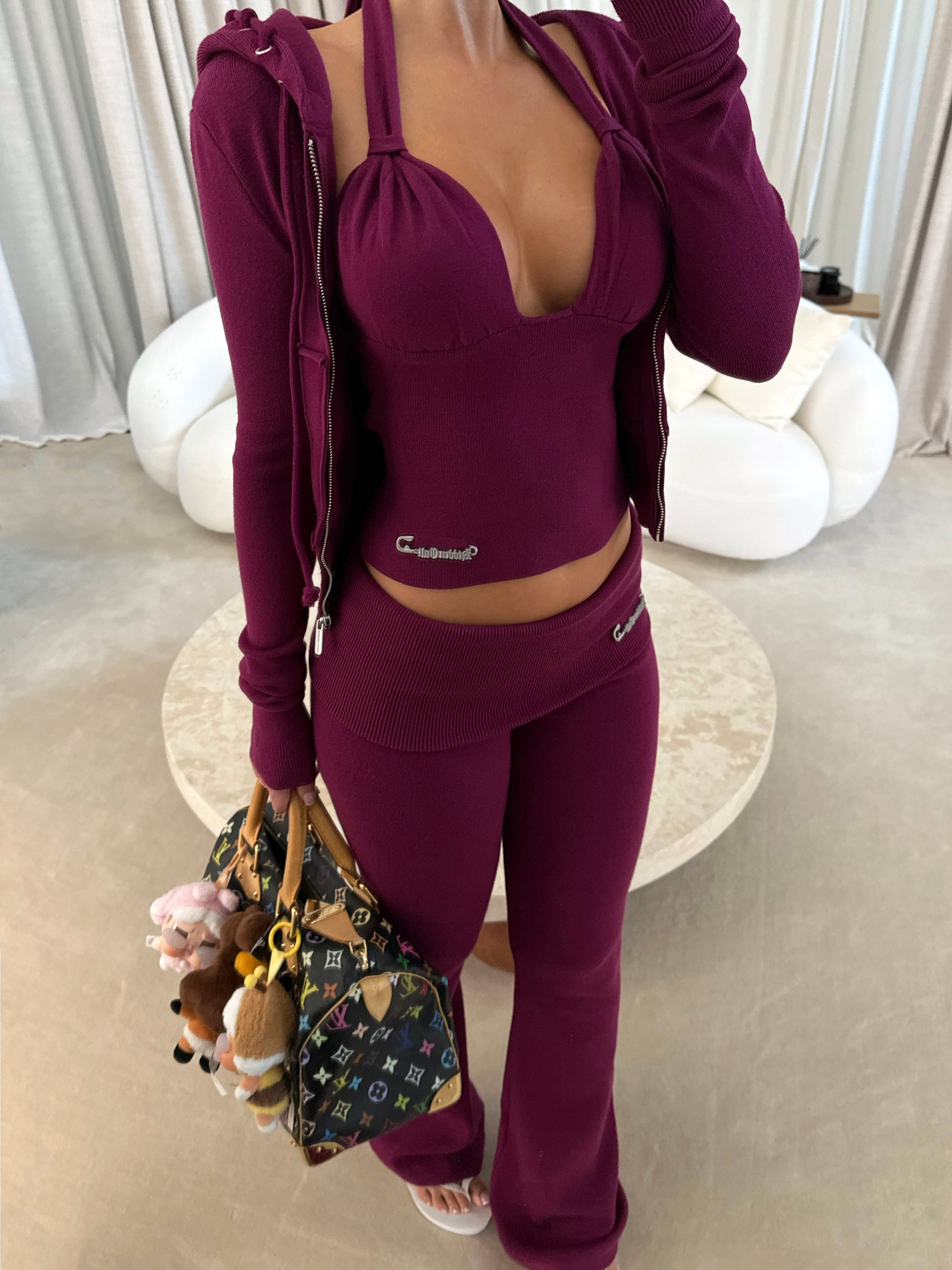 Plum Soft Knit Halter Top