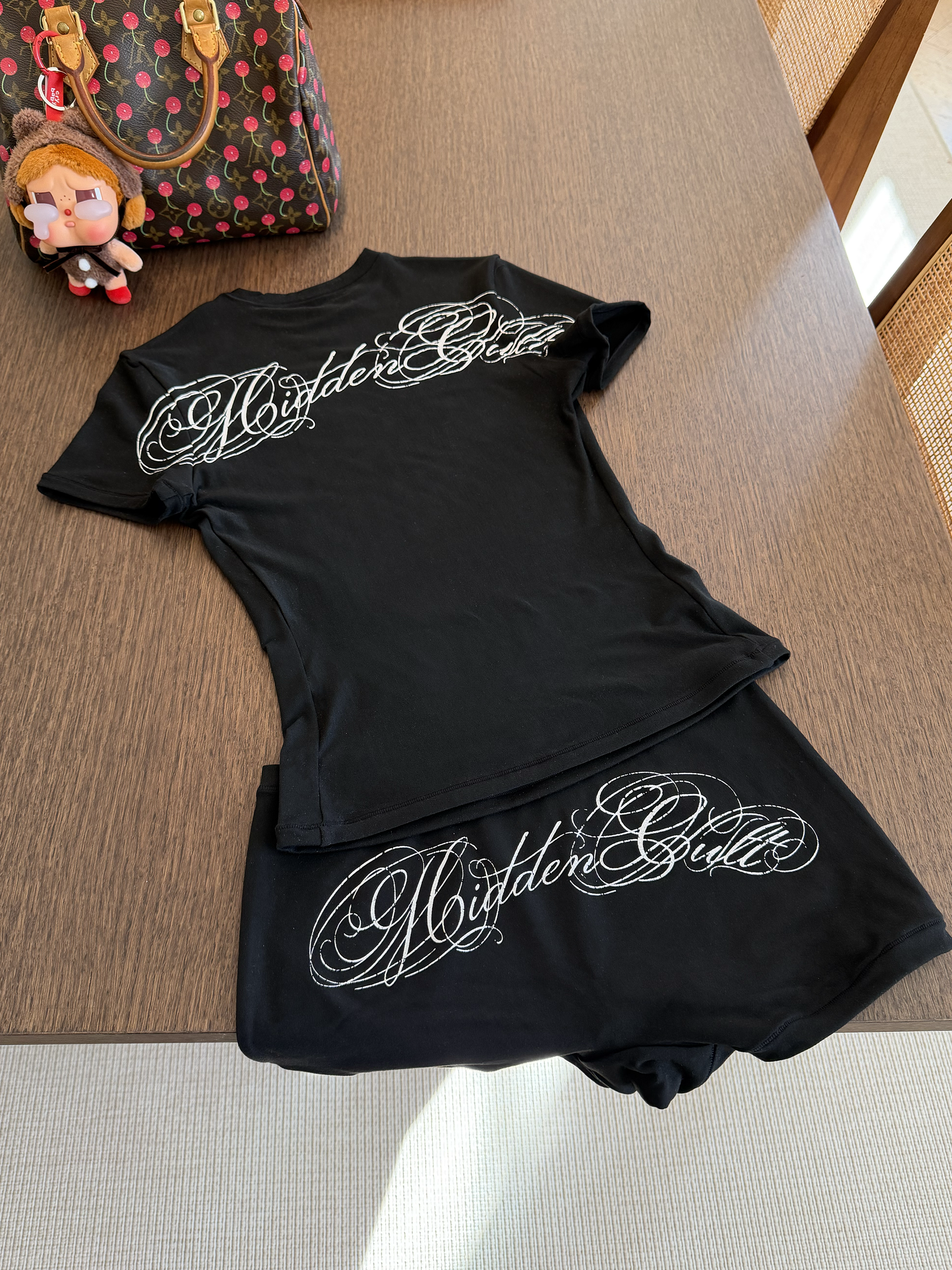 HIDDEN CULT Smooth Signature Micro Set T-shirt Booty shorts Boyshort Gym Athleisure Workout TikTok