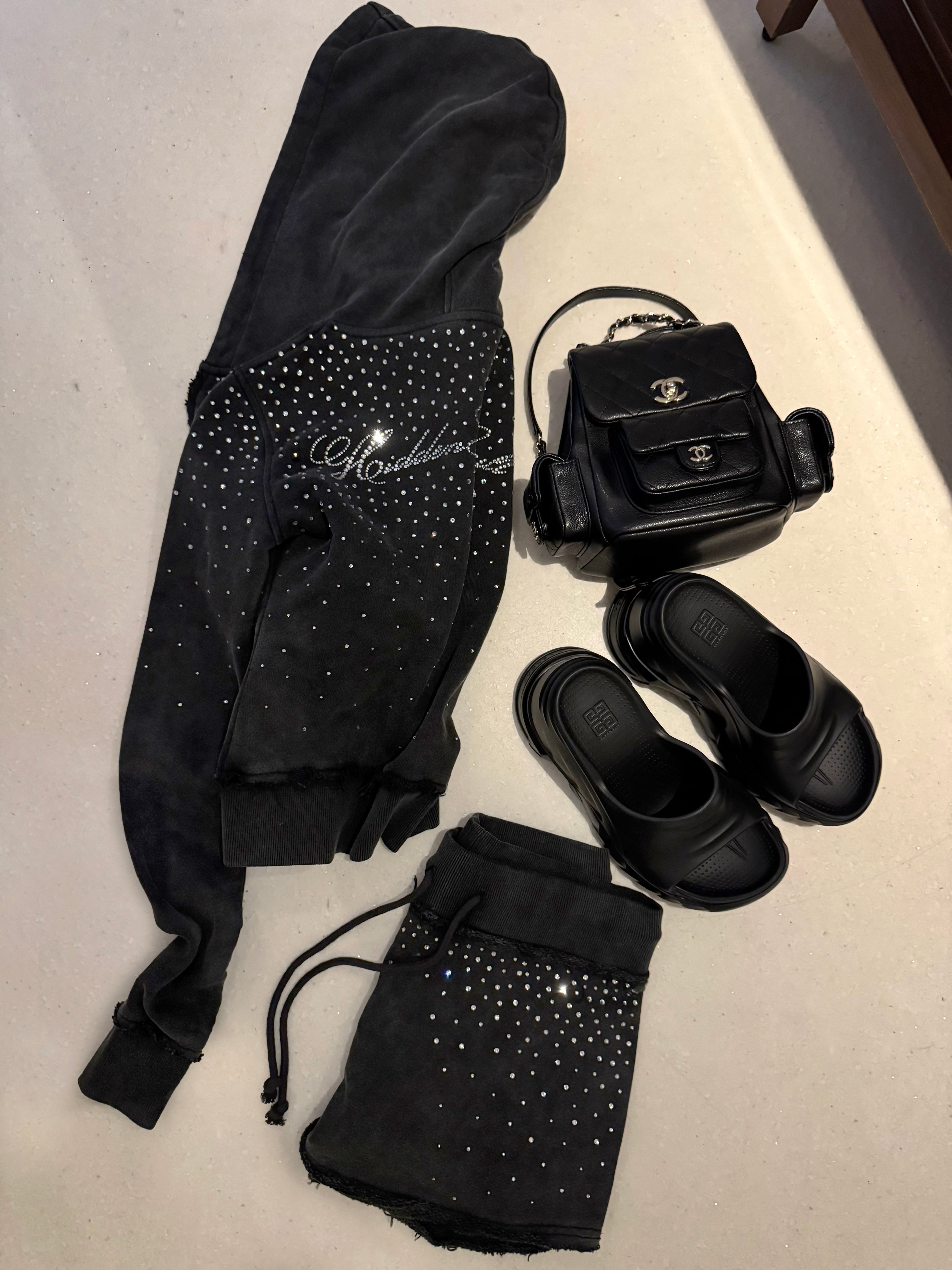 SIGN UP - *U.S EXCLUSIVE*  Rhinestone Black Wash Mini Skirt