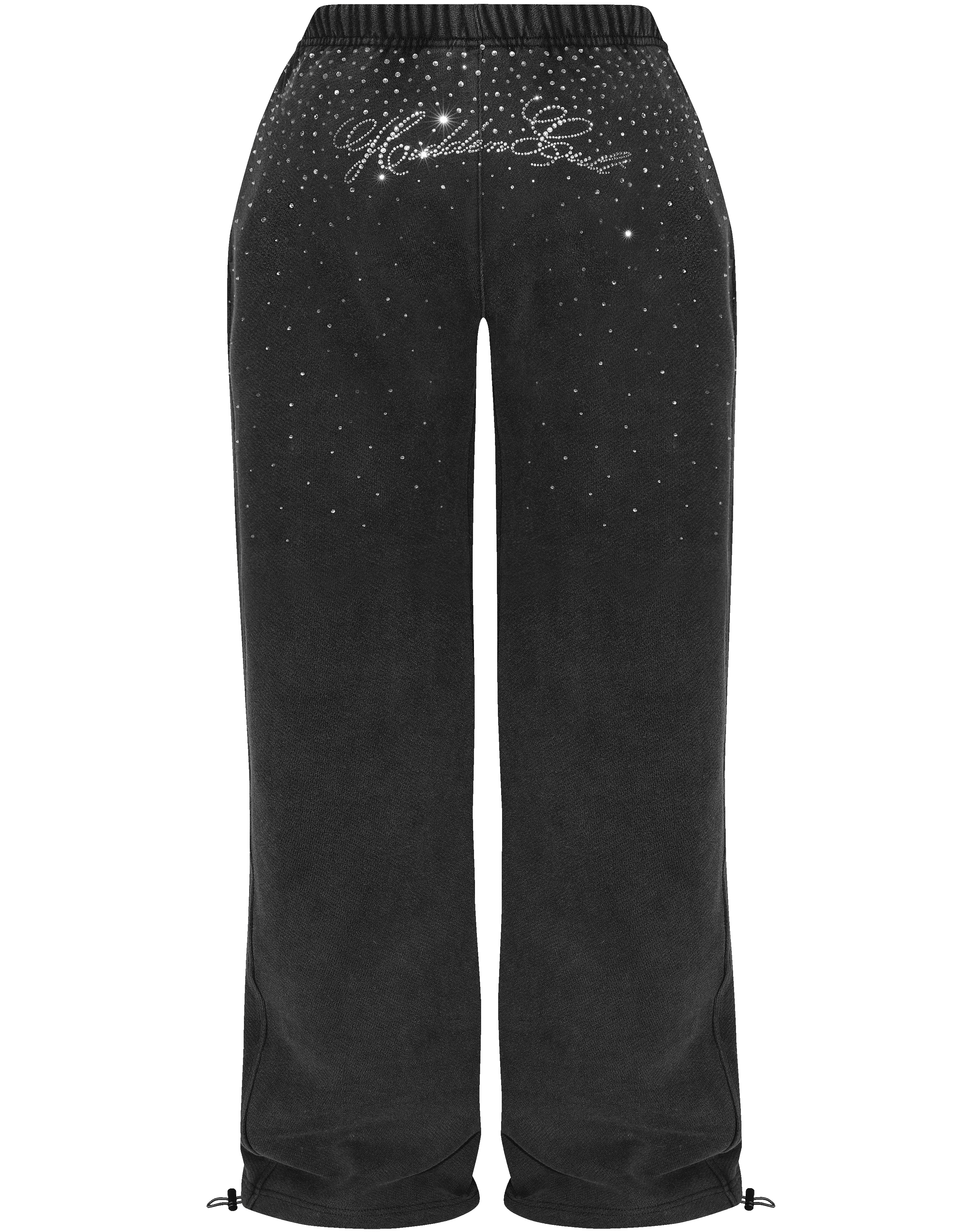 HIDDEN CULT Rhinestone Black Wash Sweatpants Black Crystal Baggy fit Oversized Tall Friendly TikTok
