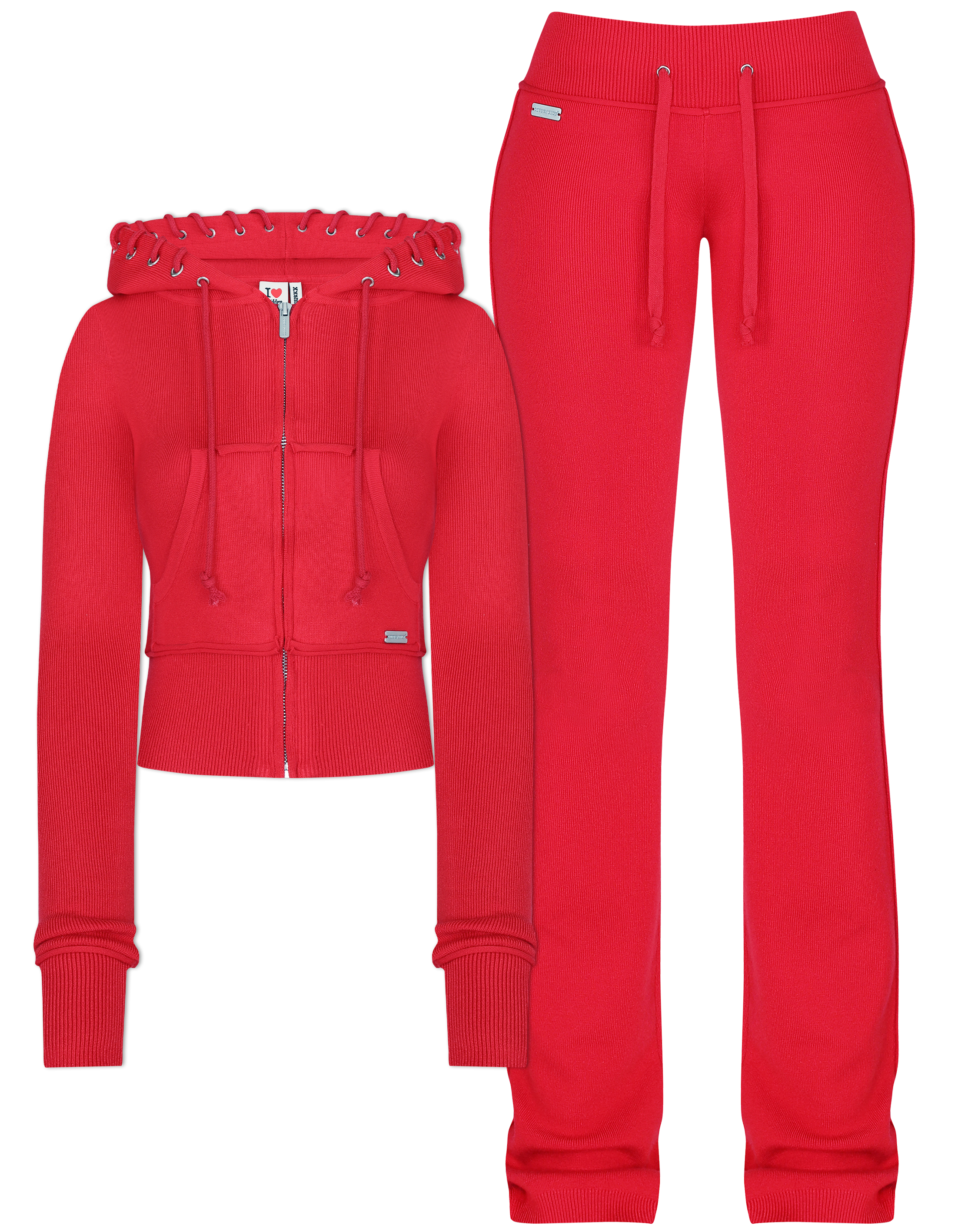HIDDEN CULT Goji Berry Soft Knit Set Red Pants Sweatsuit Women's Streetwear Fashion TikTok Tall