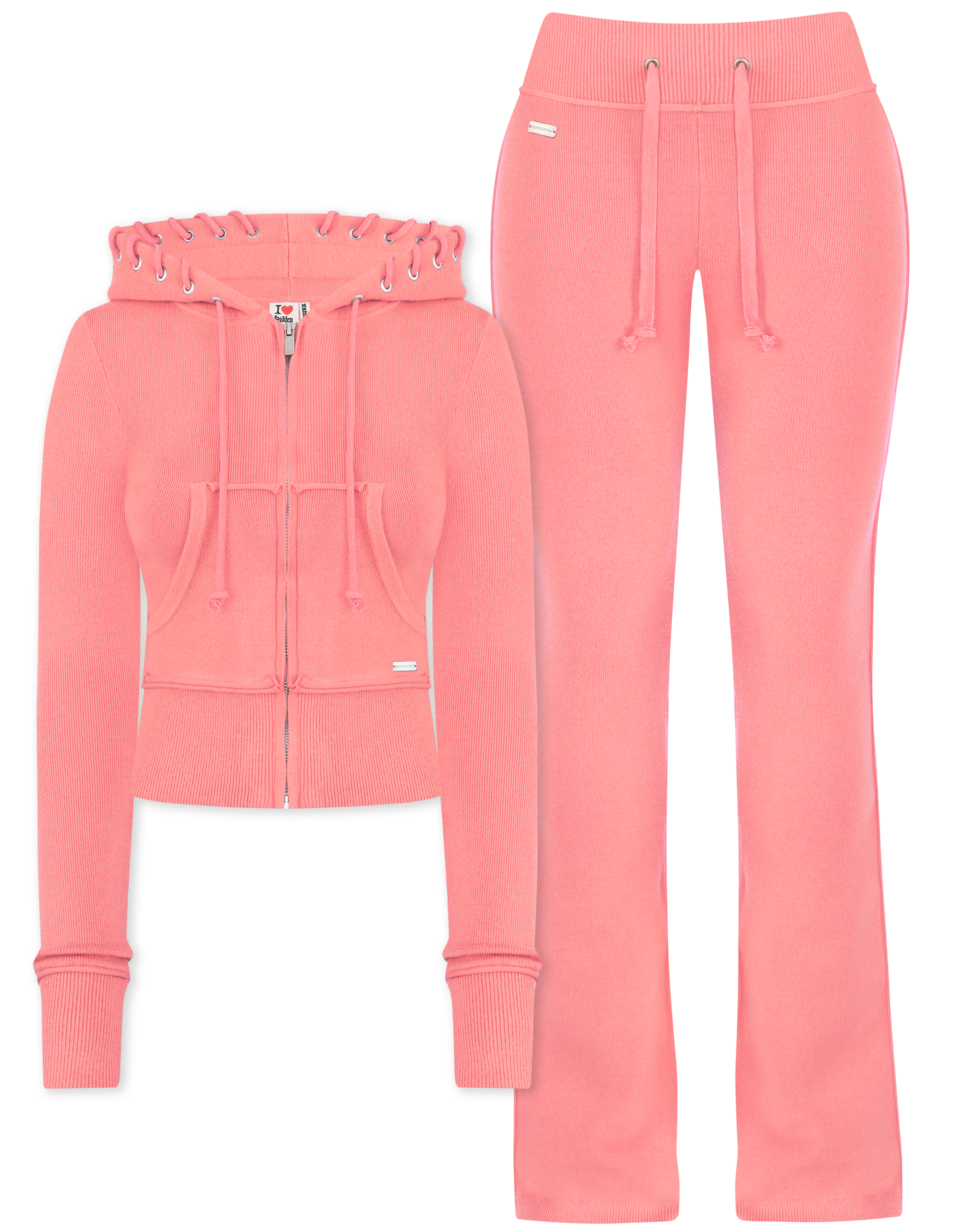 HIDDEN CULT Guava Soft Knit Set Light Pink Pants Sweatsuit Women's TikTok Tall Pants Summer Spring