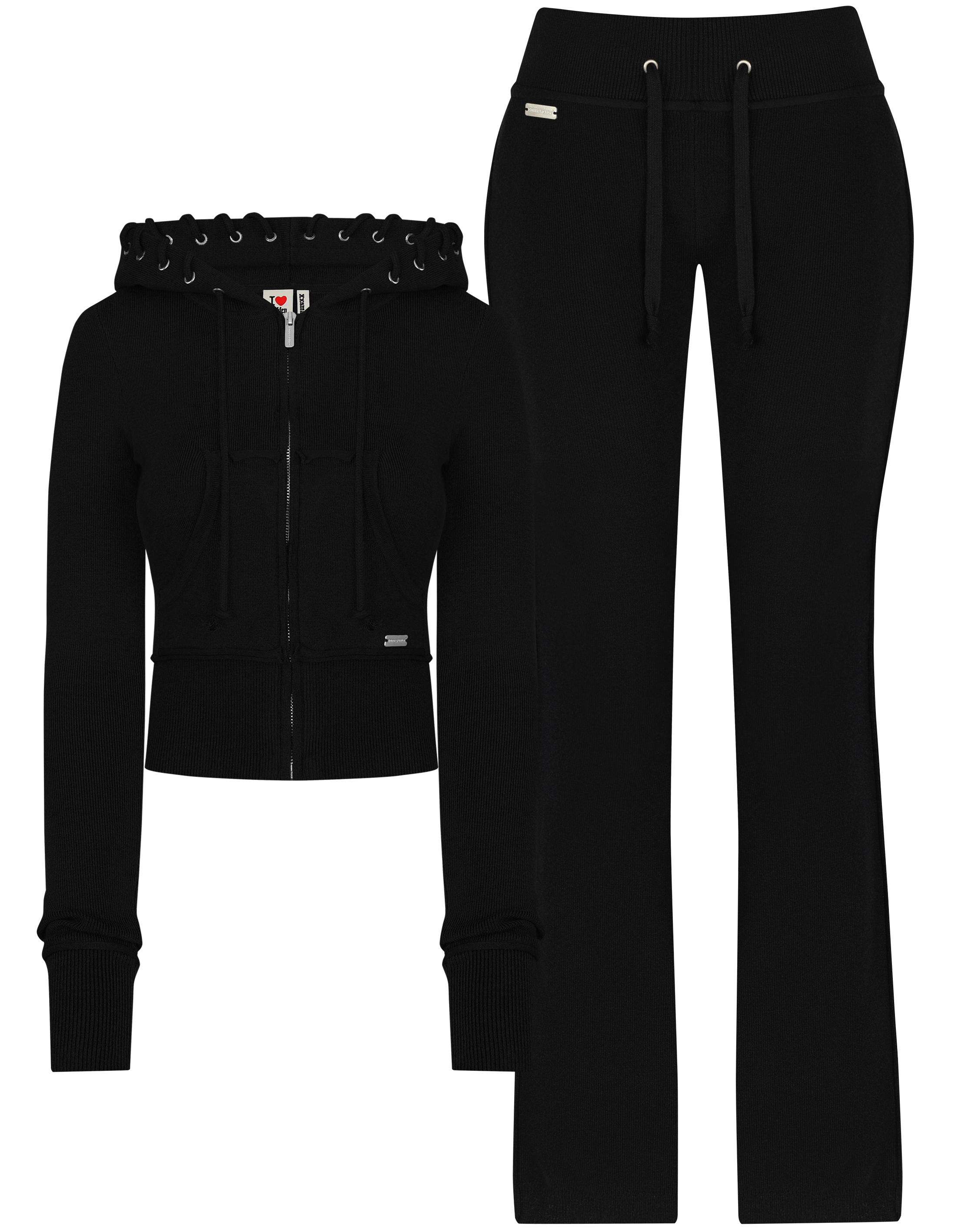 HIDDEN CULT Jet Black Soft Knit Set Knit Pants Sweater Sweatsuit Women's TikTok Tall Friendly
