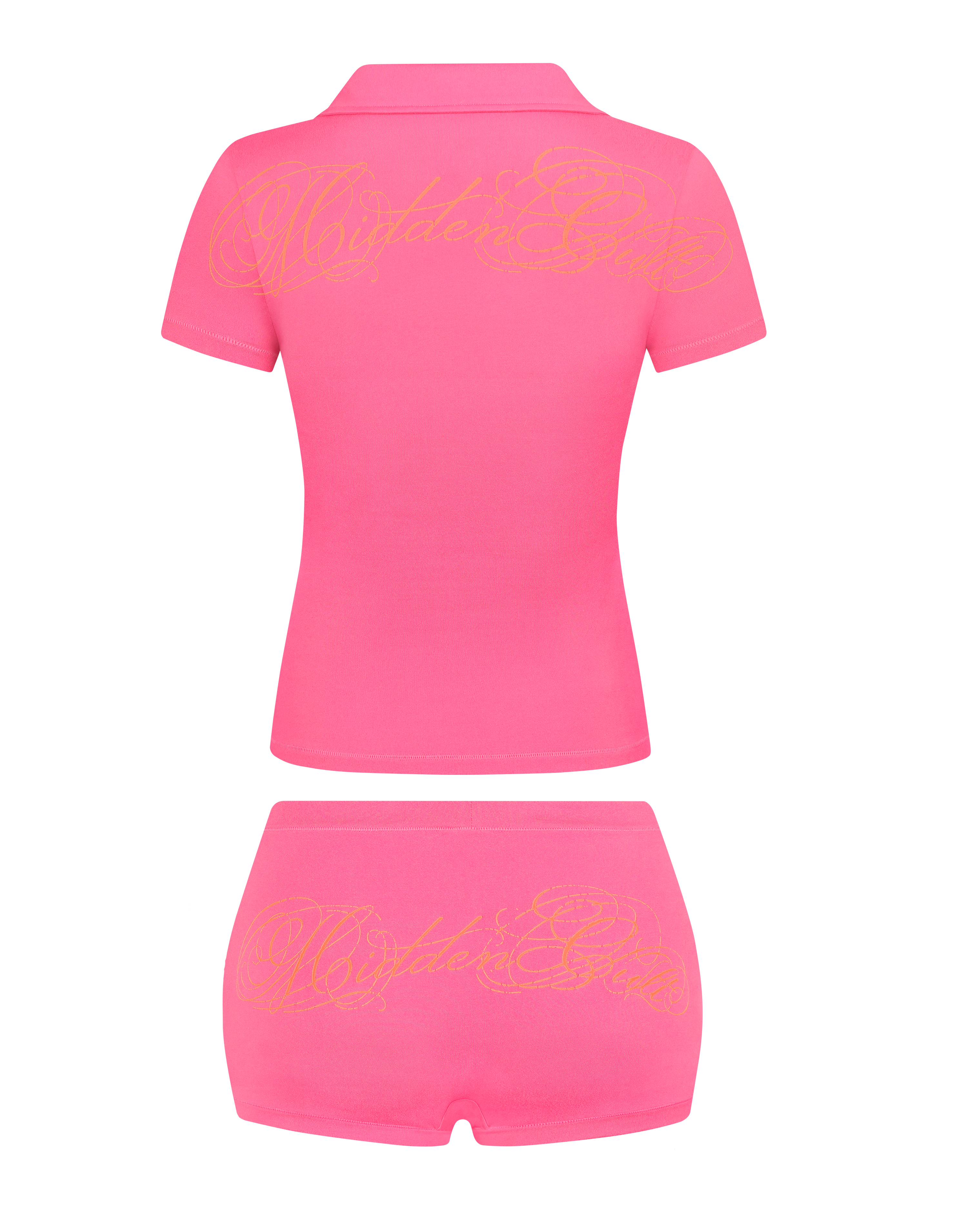 HIDDEN CULT Yummy Pink Polo Set Tee T-shirt Boyshorts Stretch Gym Workout Wear Beach TikTok Summer