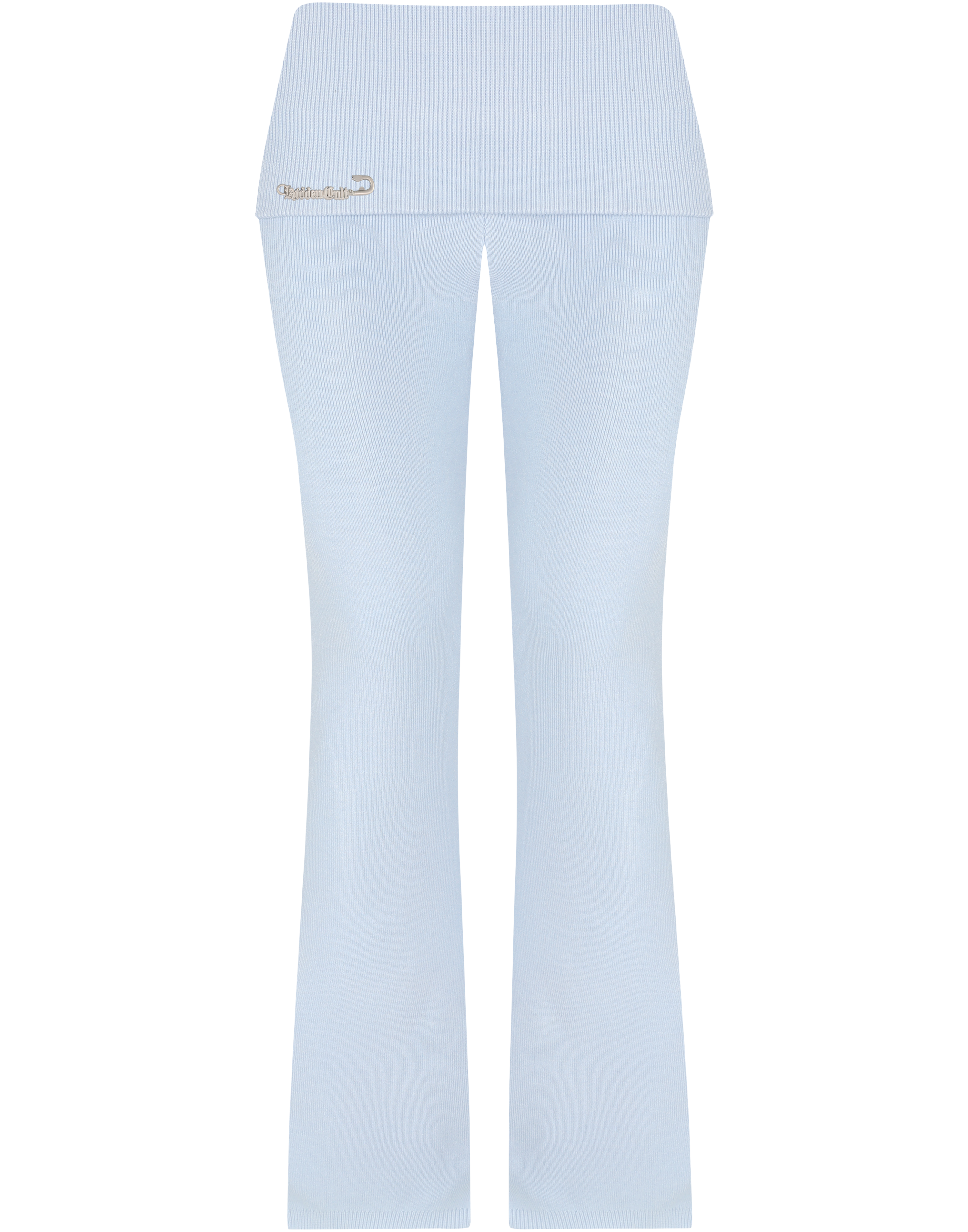 HIDDEN CULT Pearl Soft Knit Foldover Pants Blue Light Baby Blue Knitted Pants TikTok Tall Zip Tall
