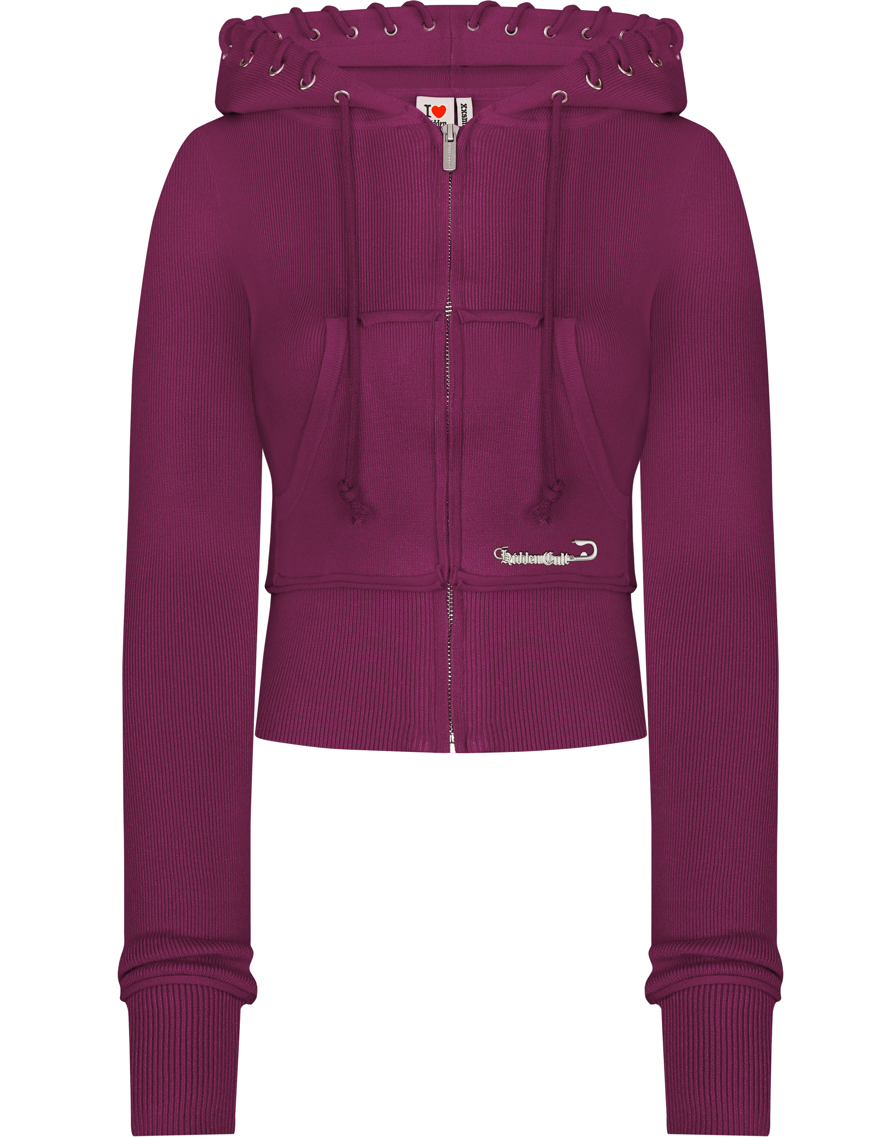 HIDDEN CULT Plum Soft Knit Zip Hoodie Purple Violet Fall Halloween TikTok Tall Zip Sweater