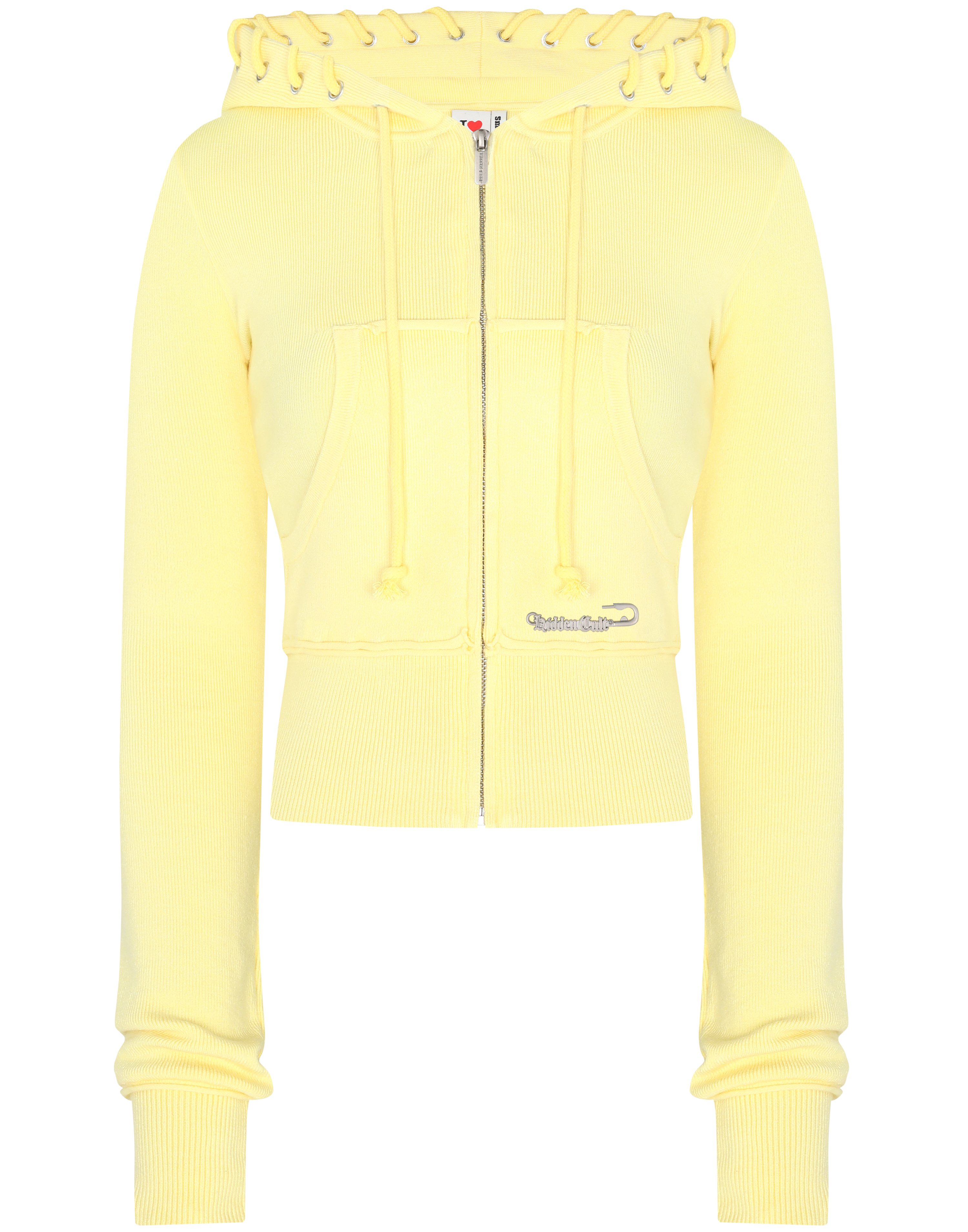 HIDDEN CULT Yuzu Soft Knit Zip Hoodie Butter Yellow Light Yellow Sweatsuit TikTok Slim Bodycon