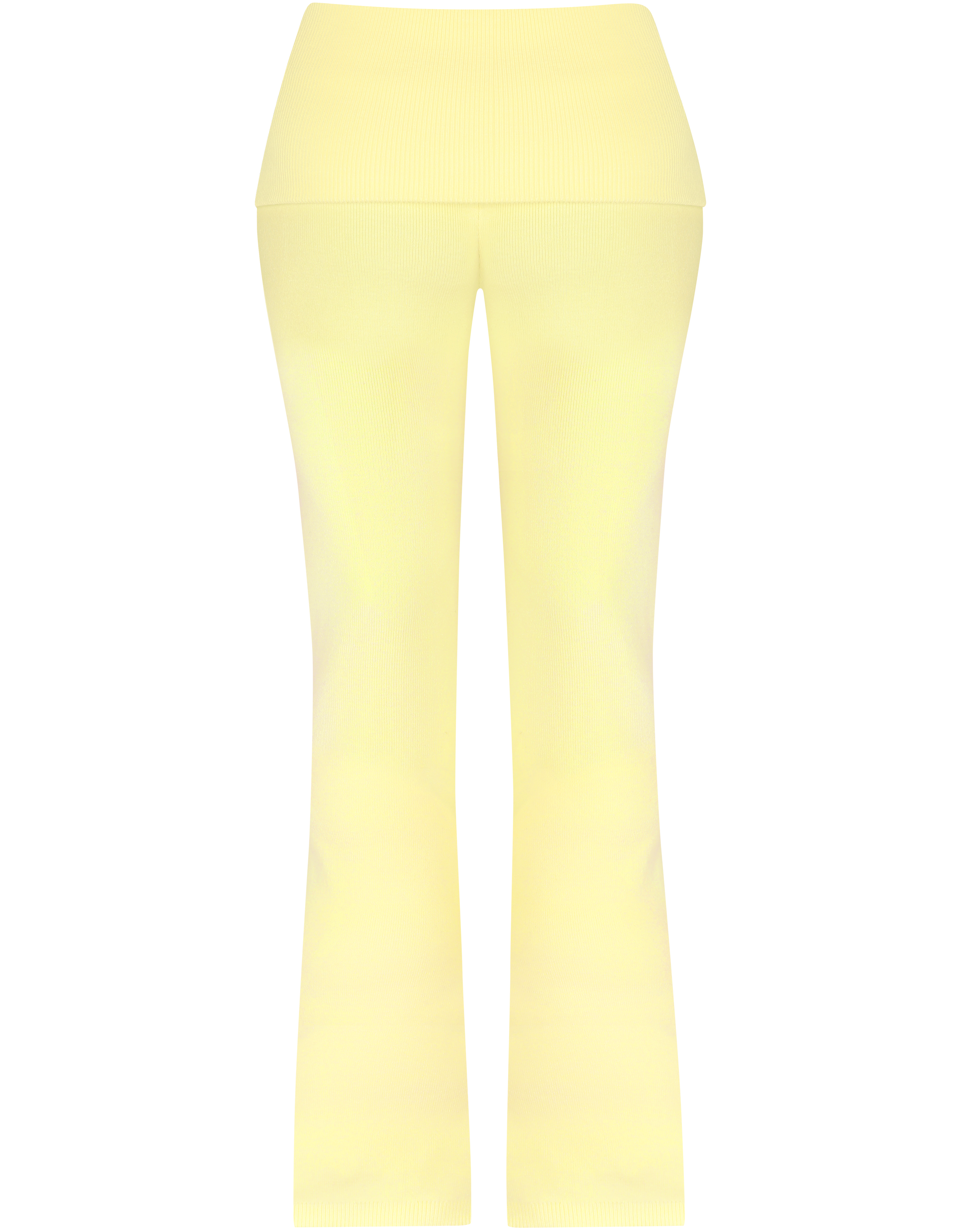 HIDDEN CULT Yuzu Soft Knit Foldover Pants Yellow Butter Light Yellow Knitted TikTok Tall Pants