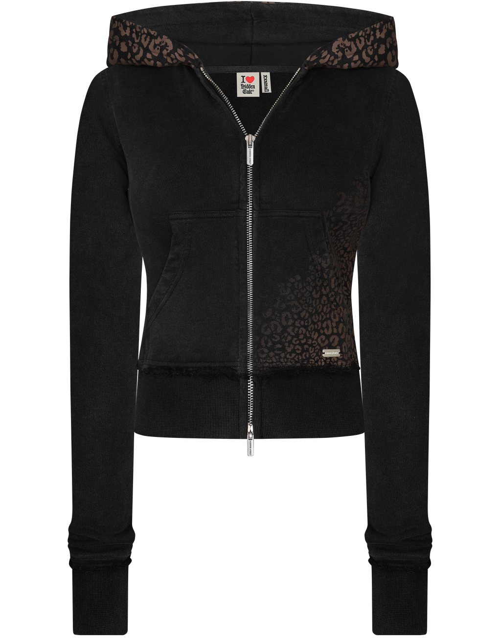 HIDDEN CULT Vintage Black Cheetah Zip Hoodie