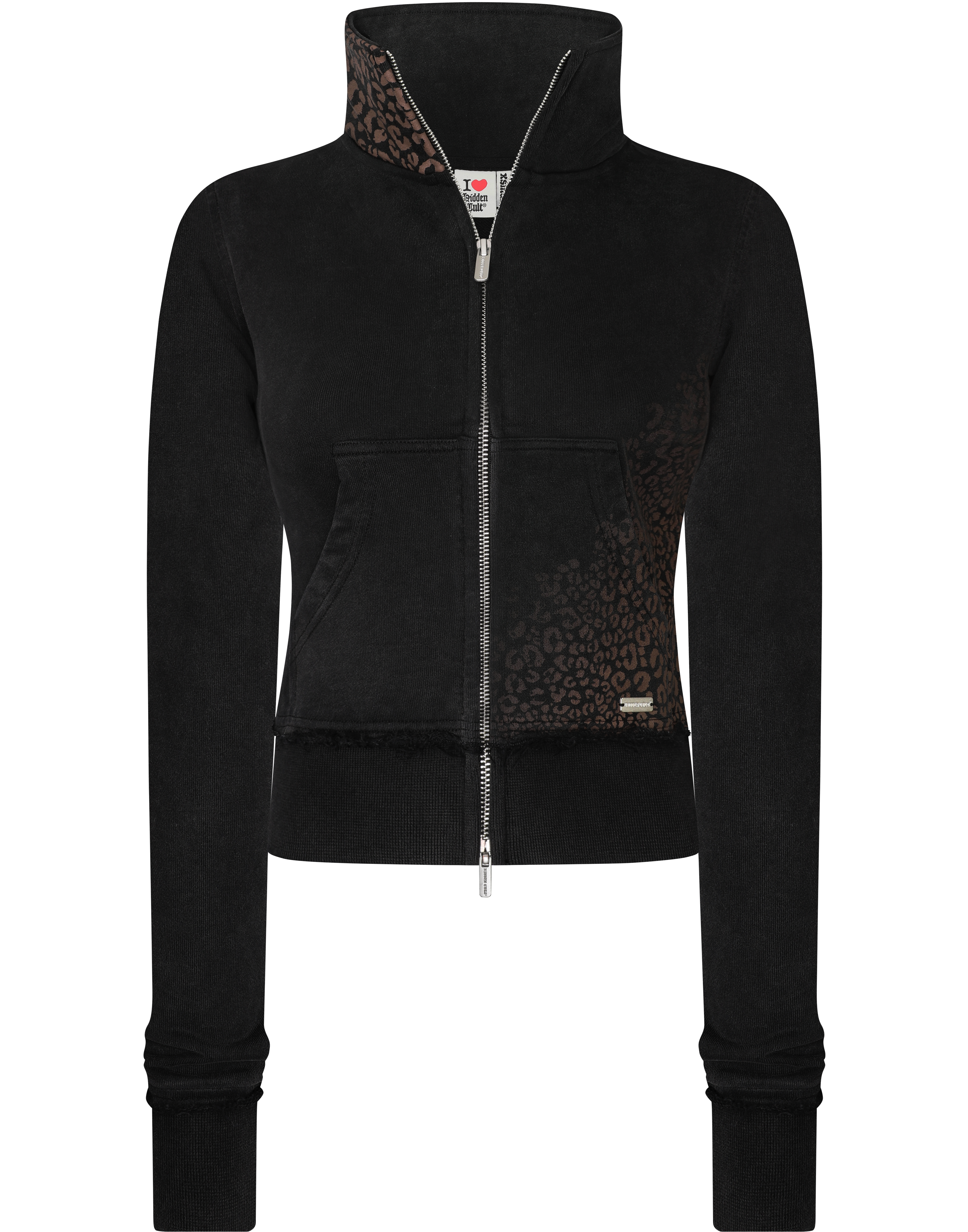 HIDDEN CULT Vintage Black Cheetah Track Jacket Womens Slim fit Form fitted Leopard TikTok Streetwear