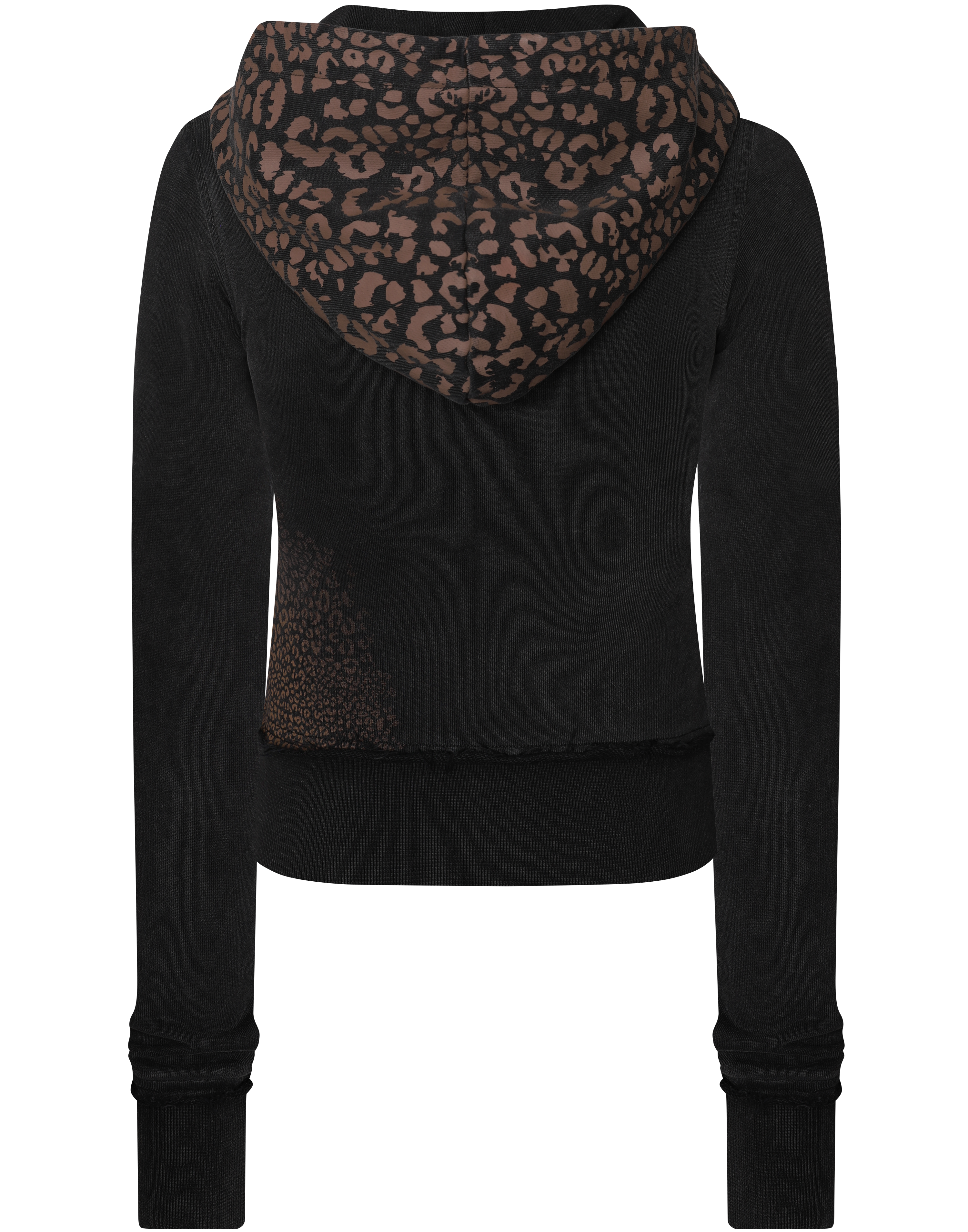 HIDDEN CULT Vintage Black Cheetah Zip Hoodie Womens Slim fit Form fitted Hoodie Sweater TikTok