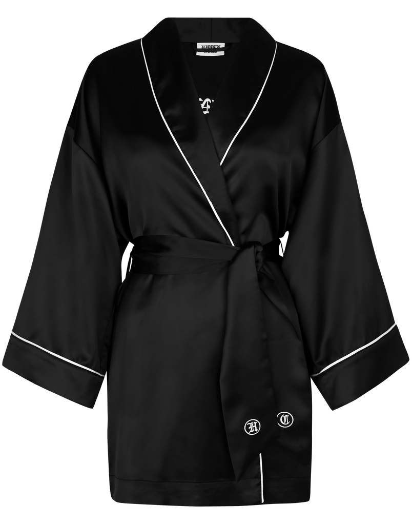 HIDDEN CULT Embroidered Black Dressing Gown – HIDDEN CULT®