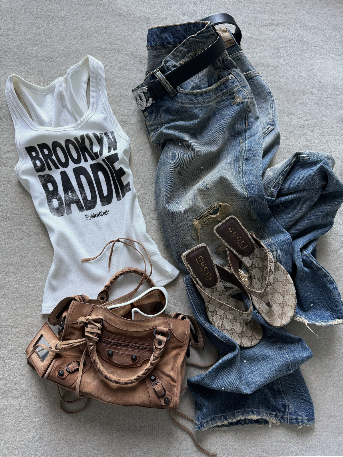 Brooklyn Baddie White Tank Top