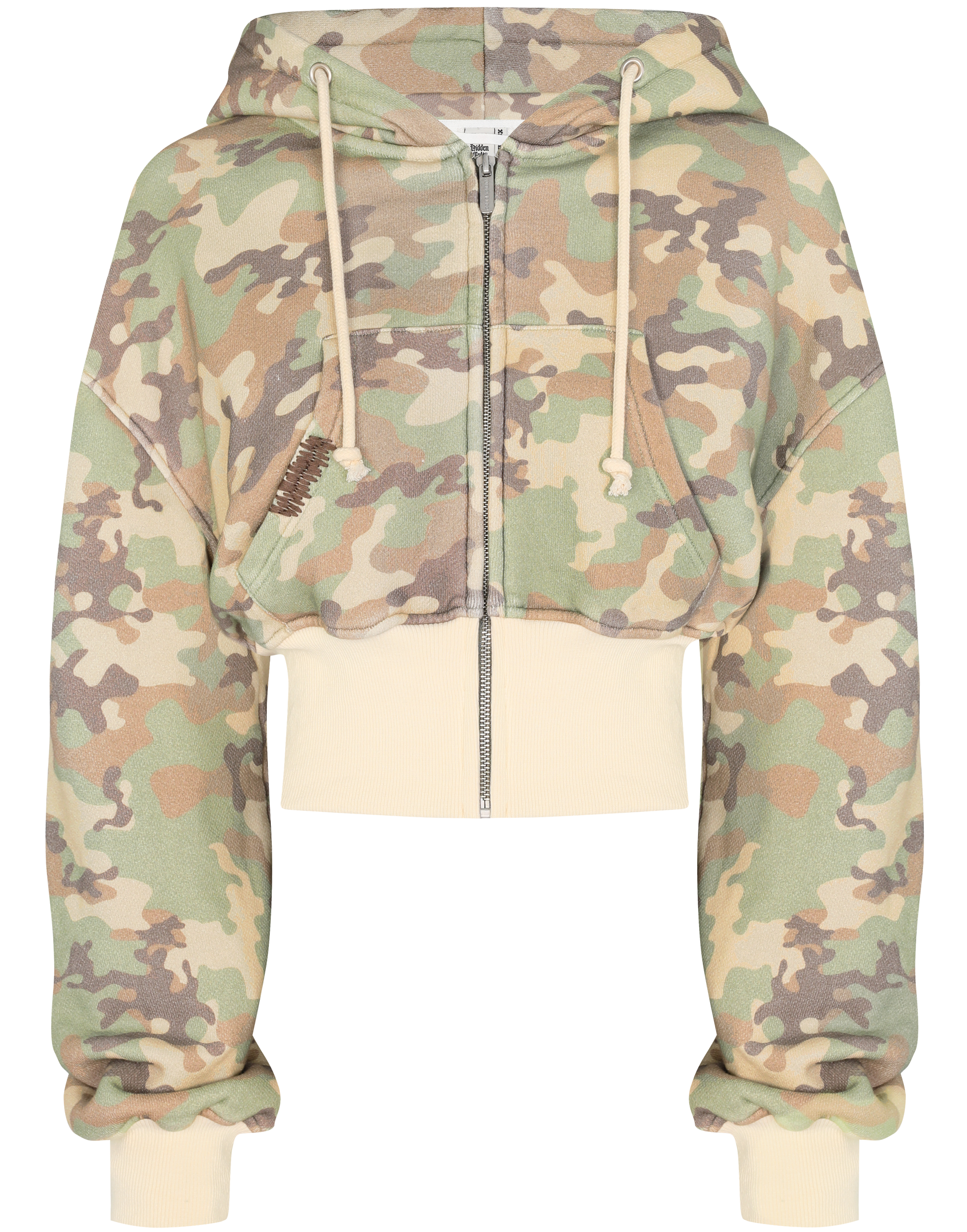 HIDDEN CULT Camo Baggy Cropped Zip Hoodie Women's Streetwear Clothing Fashion TikTok