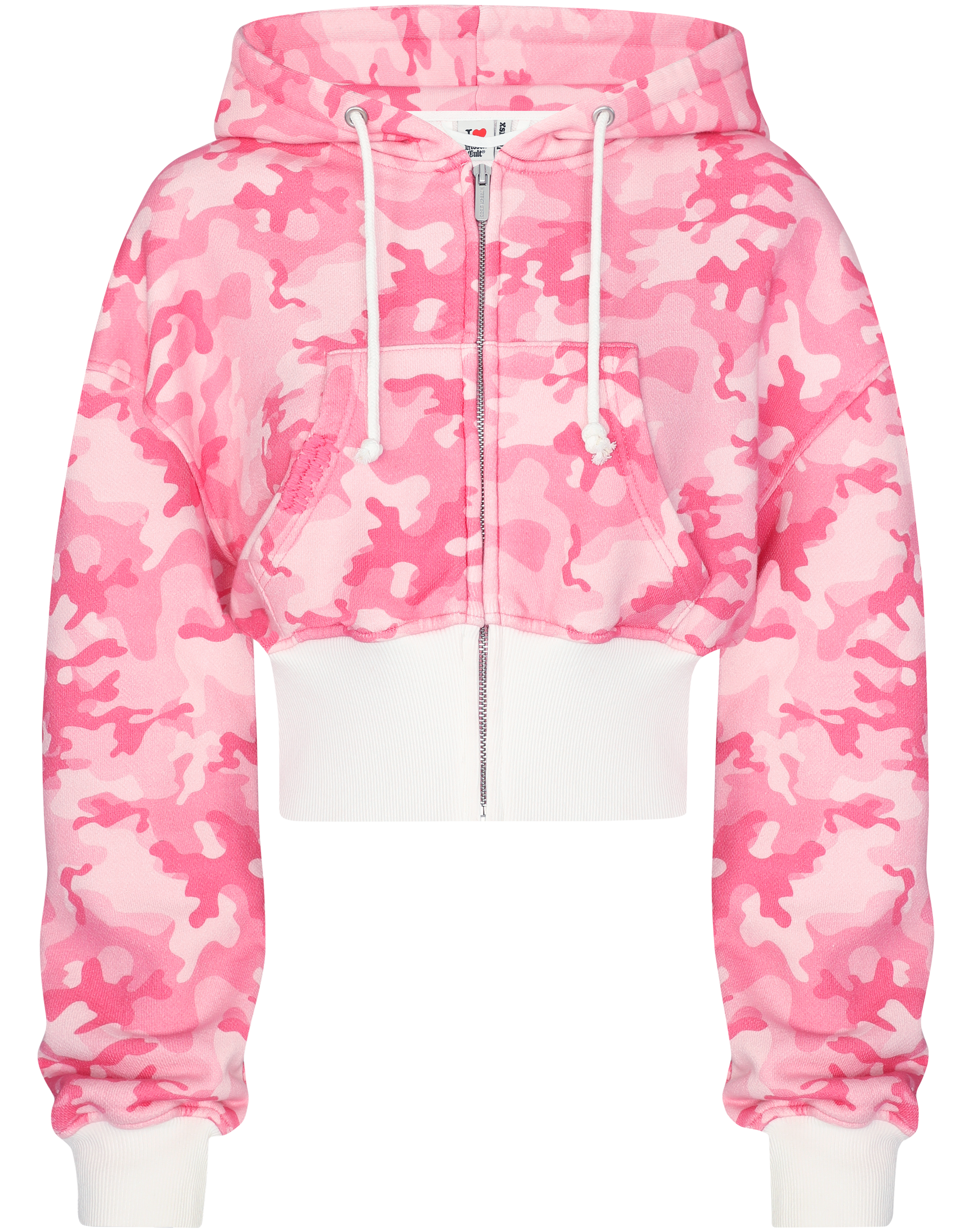 HIDDEN CULT Pink Camo Baggy Cropped Zip Hoodie Women's Streetwear Clothing Fashion TikTok Camouflage