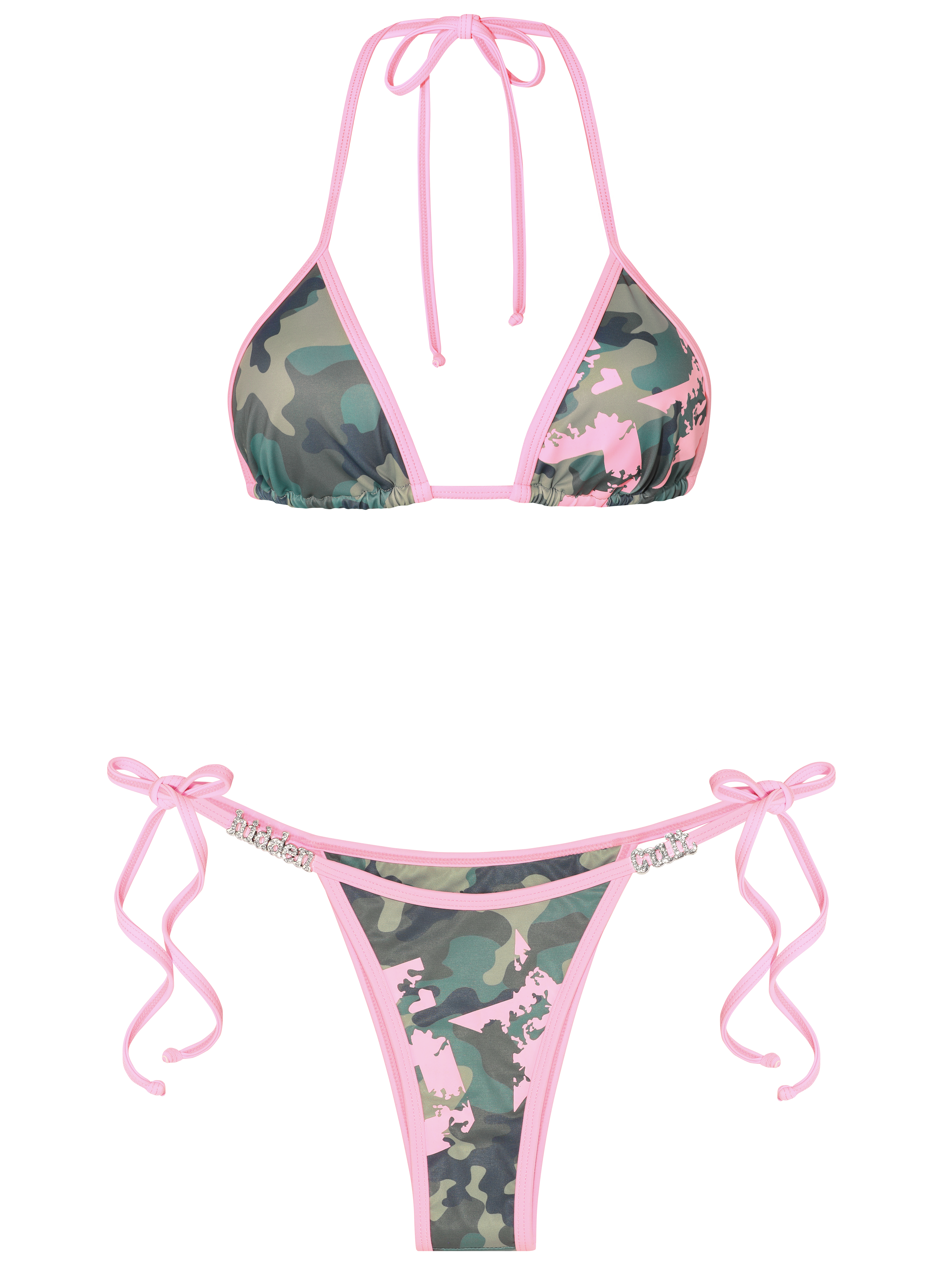 HIDDEN CULT 5 Star Camo Pink Bikini Set Camouflage string bikini swimwear  Summer Vacation Vacay