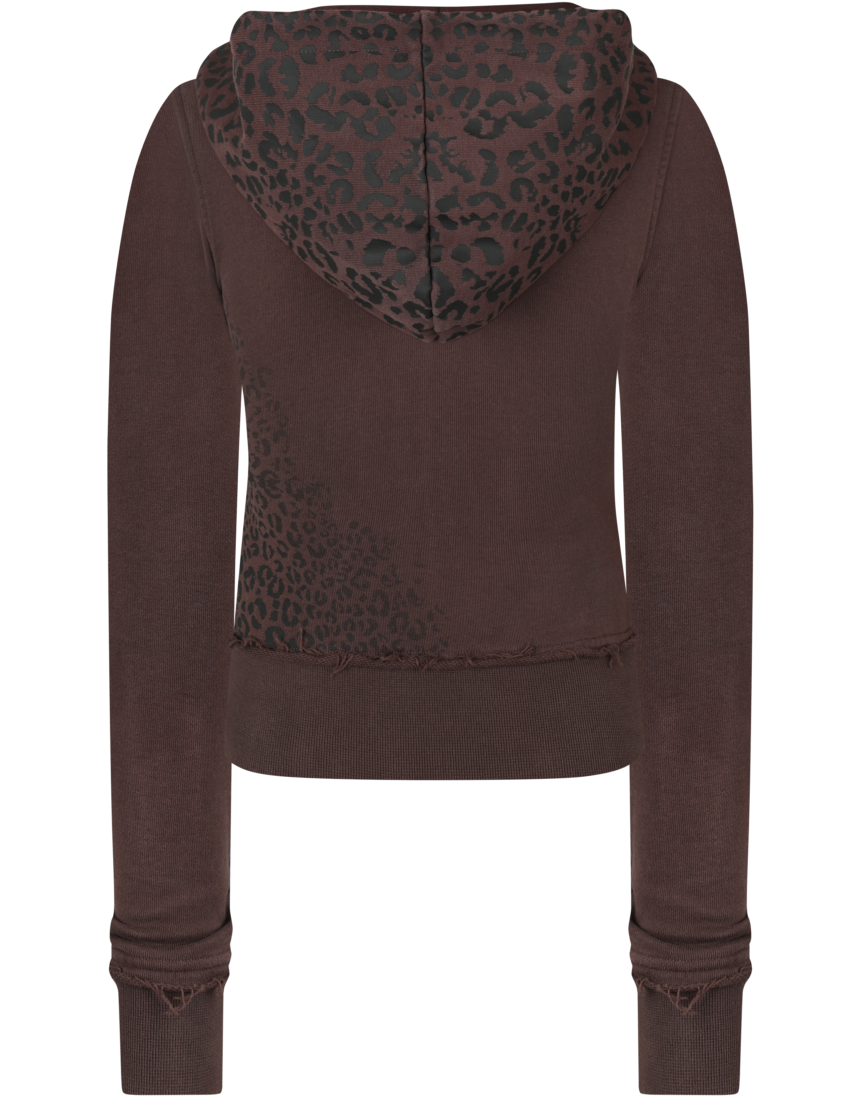 HIDDEN CULT Fine Cotton Cheetah Dark Brown Zip Hoodie Dark Brown Womens Slim fit Form fitted TikTok