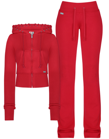 HIDDEN CULT Goji Berry Soft Knit Set Red Fall Low Rise pants Sweatsuit TikTok Tall Friendly