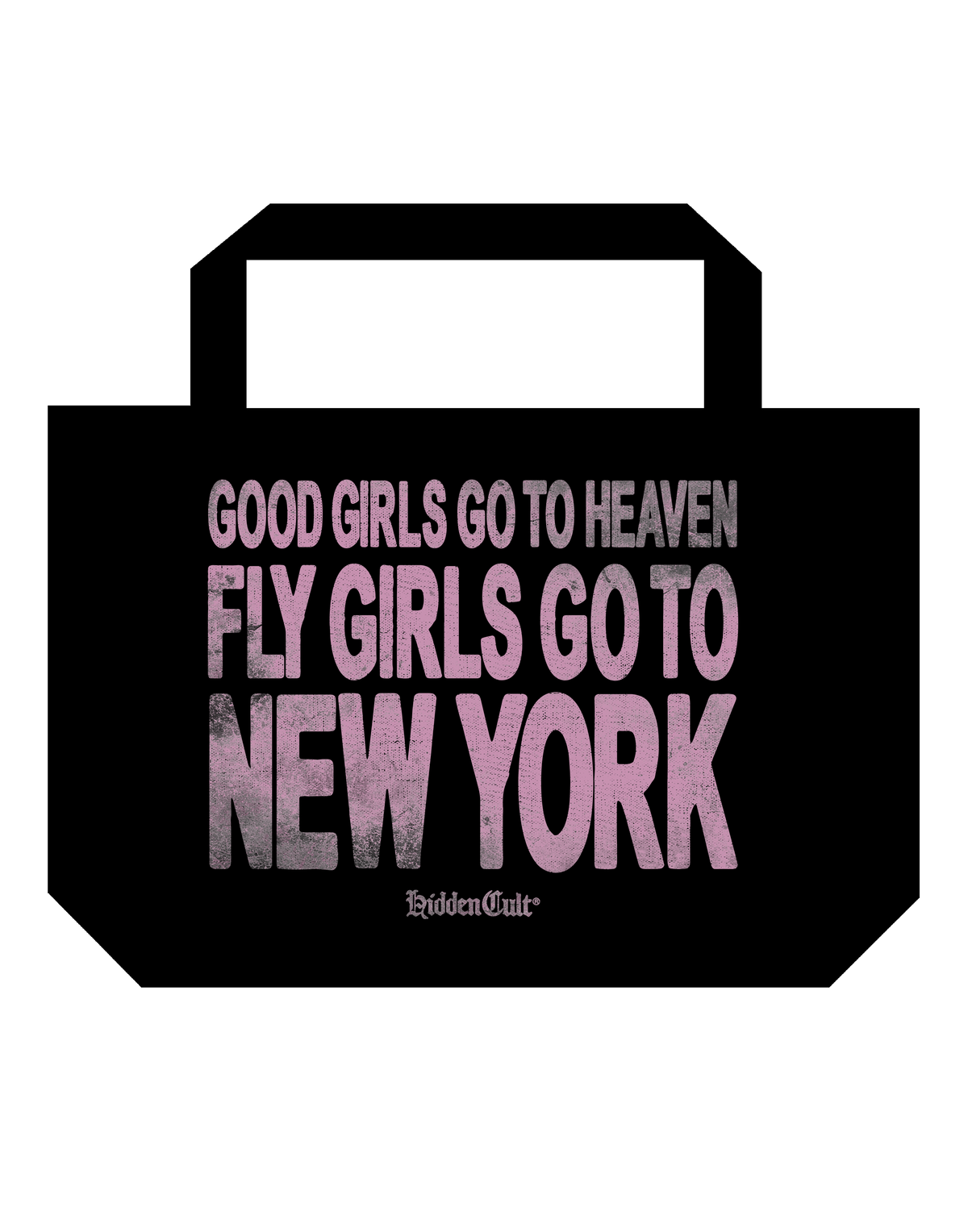HIDDEN CULT® Fly Girls Go To NY Black Bag Maxi 100% cotton canvas Black Printed Shopping Tote Bag