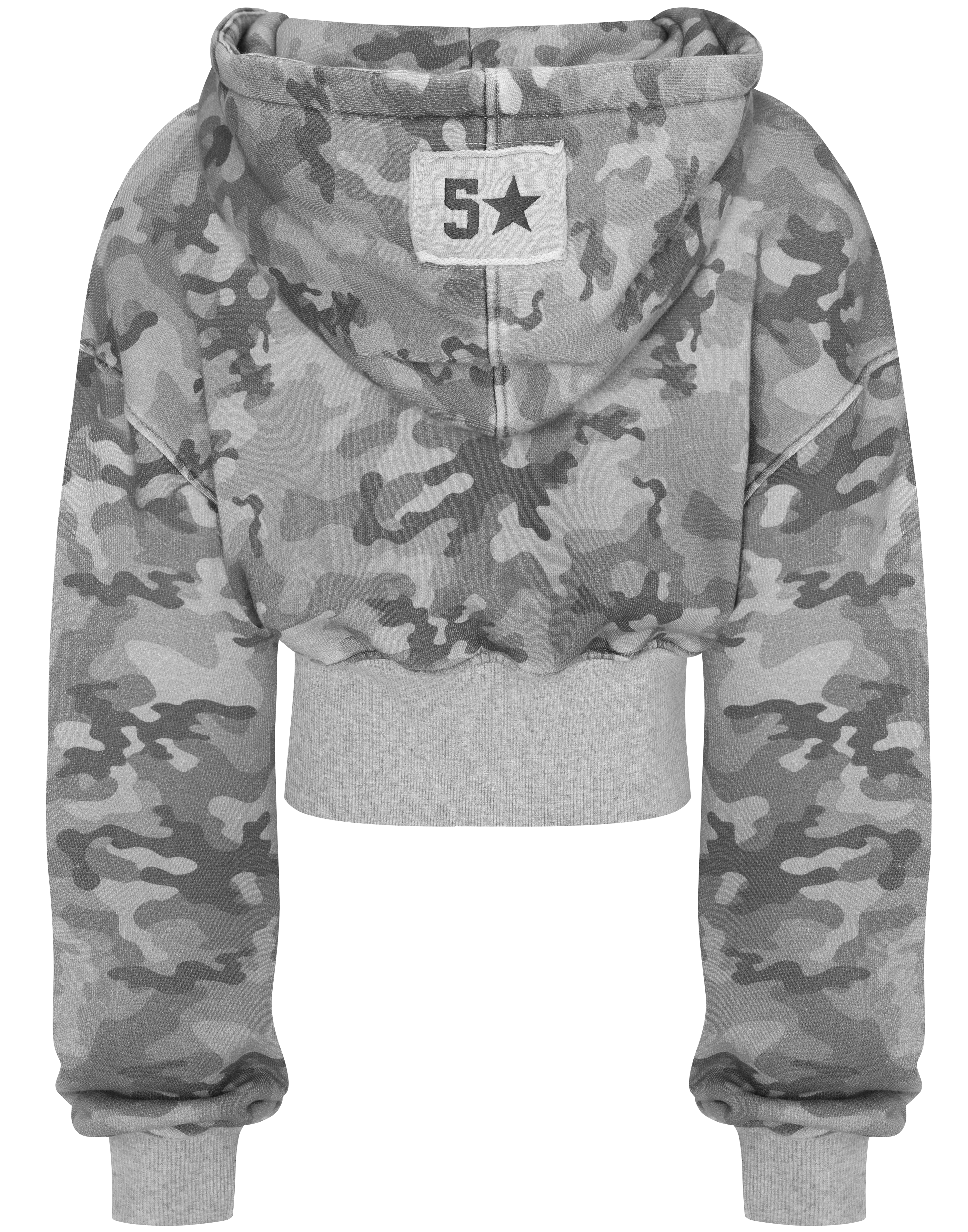 HIDDEN CULT Grey Camo Baggy Cropped Zip Hoodie Heather grey camouflage Women's Streetwear TikTok