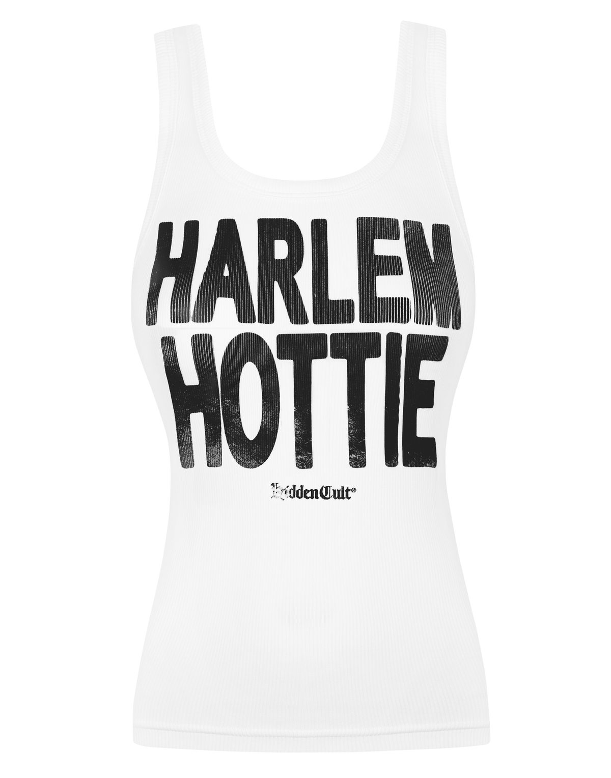 HIDDEN CULT Harlem Hottie White Tank Top Ribbed Tank Top Women's Tank Stretch Bodycon y2k TikTok