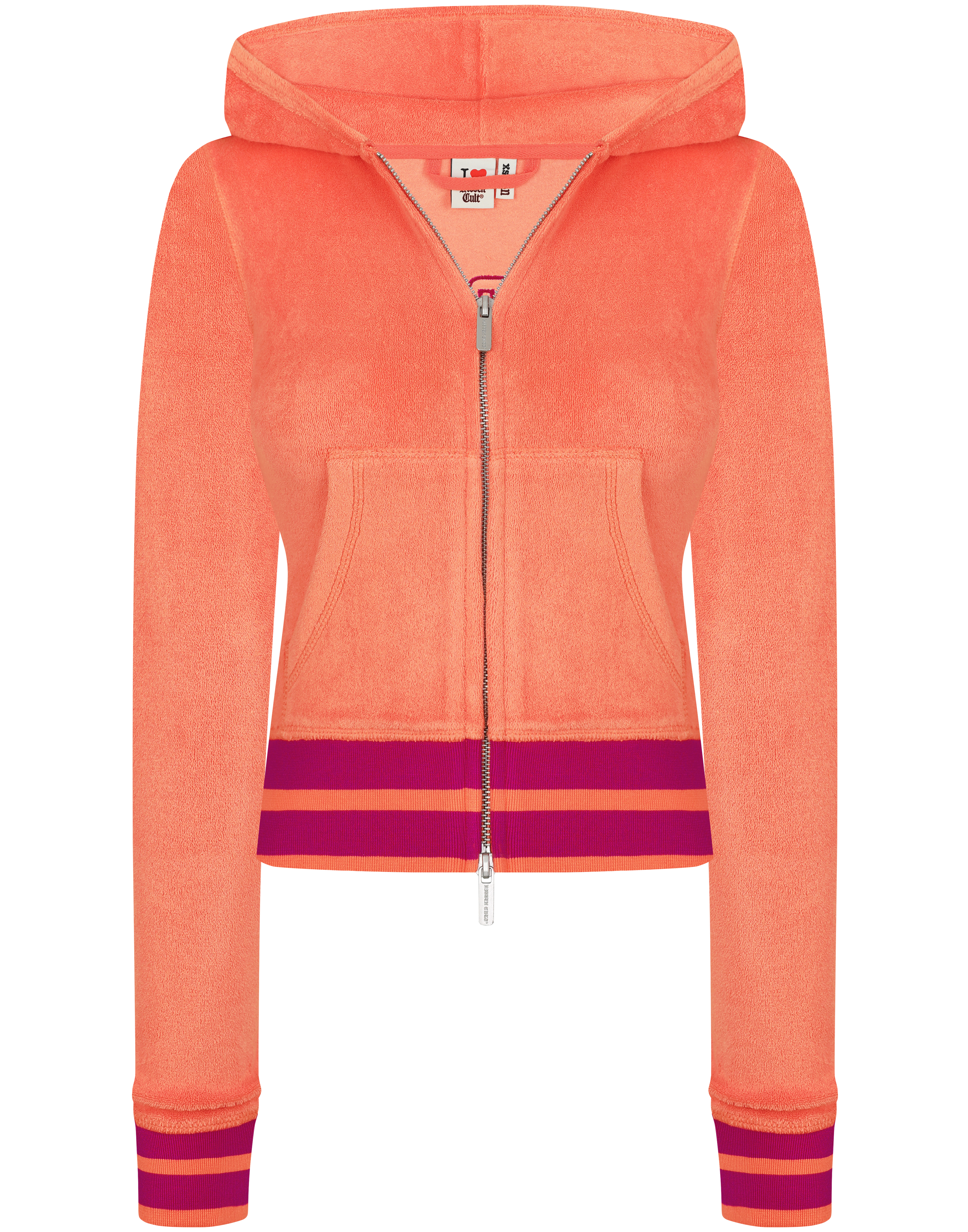 HIDDEN CULT® Paloma Terry Zip Hoodie Embroidered Womens Slim fit Form fitted TikTok Orange y2k 2000s