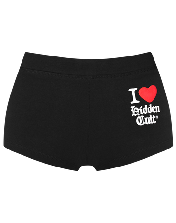 HIDDEN CULT I LOVE HC Boy Short Black Booty Shorts Sleepwear Underwear Boxer Summer Women's Shorts