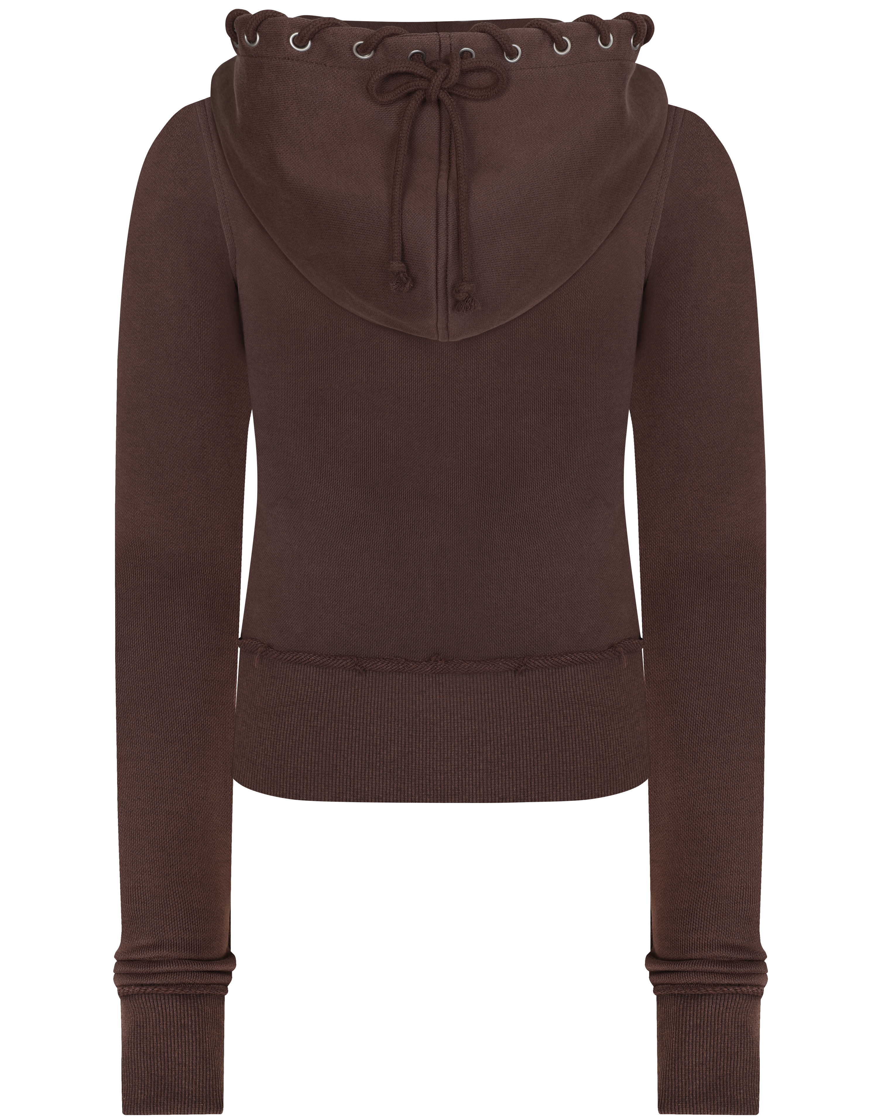 HIDDEN CULT Inca Brown Vintage Wash Zip Hoodie Distressed Womens Slim fit Form fitted Sweater TikTok