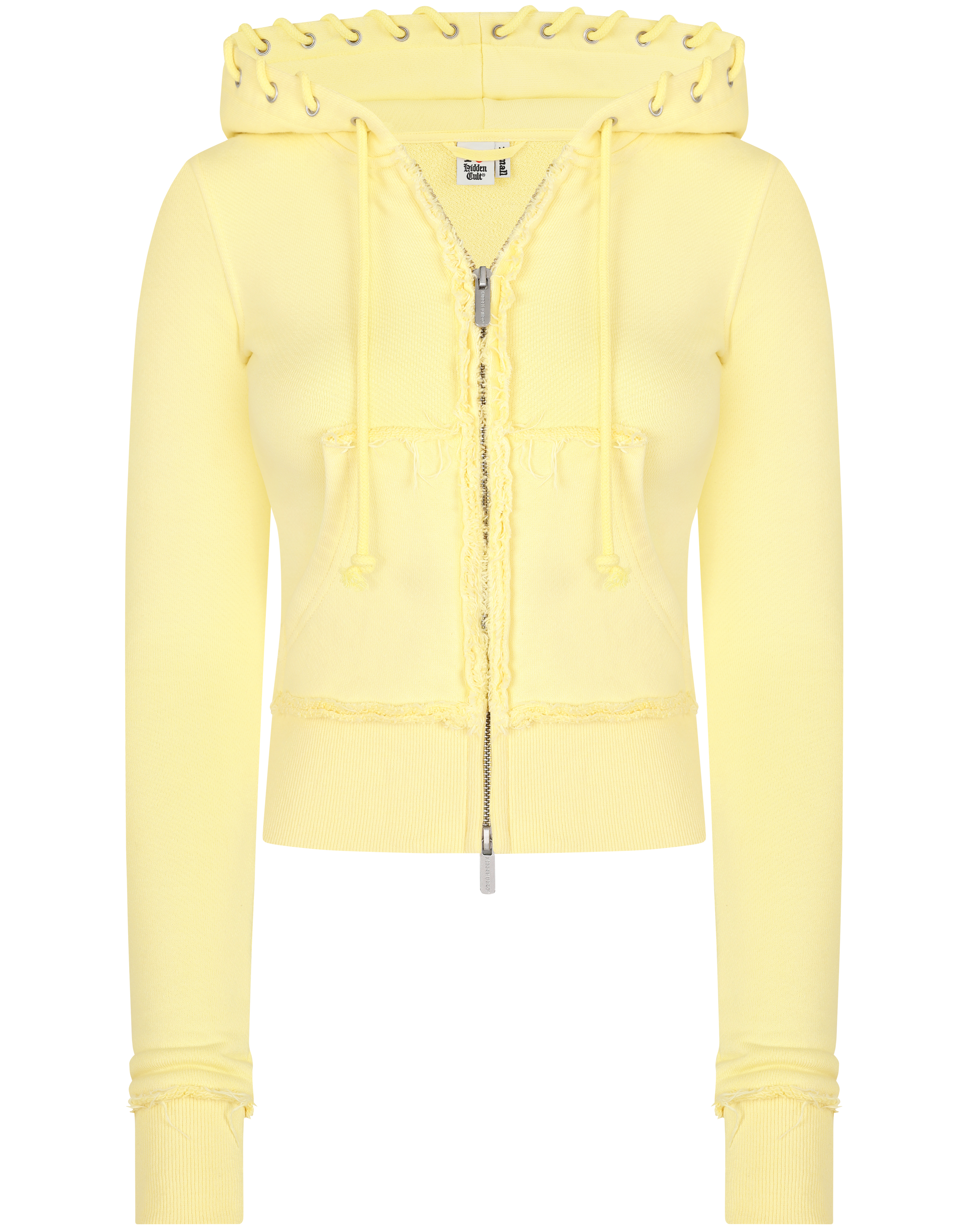 HIDDEN CULT Inca Pale Yellow Zip Hoodie Butter Lemon Slim fit Form fitted Hoodie TikTok y2k 2000s