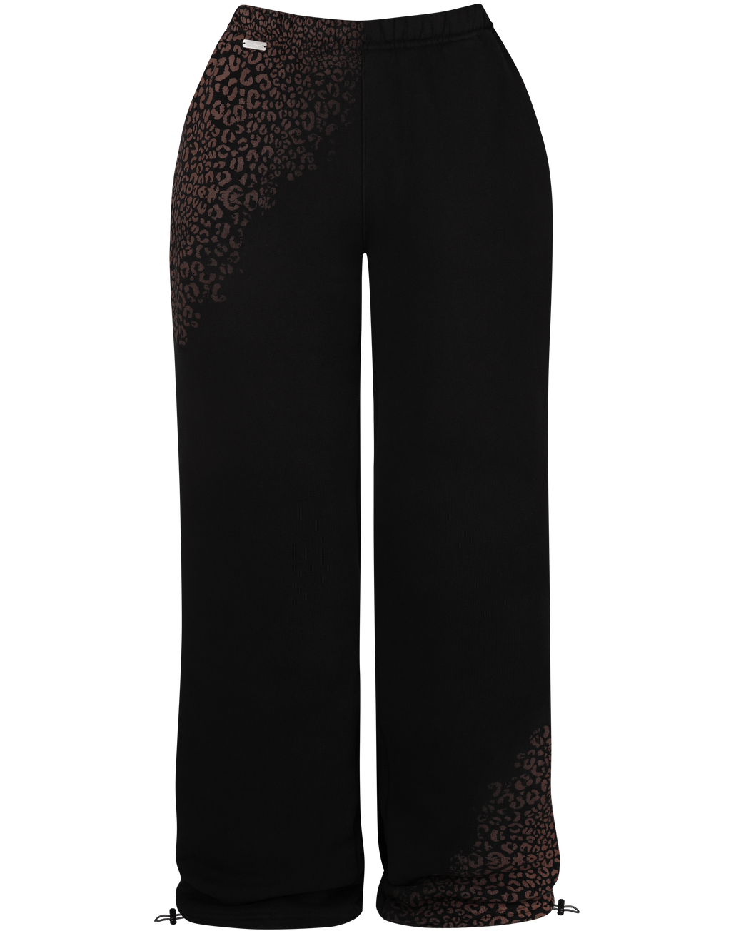 HIDDEN CULT Brown Cheetah Black Plush Sweatpants